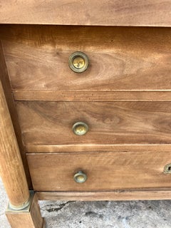 French 19th Century Empire Carrara Marble Top Bleached Mahogany Commode