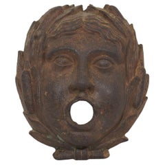 French, 19th Century Empire Cast Iron Laureled Fountain Head