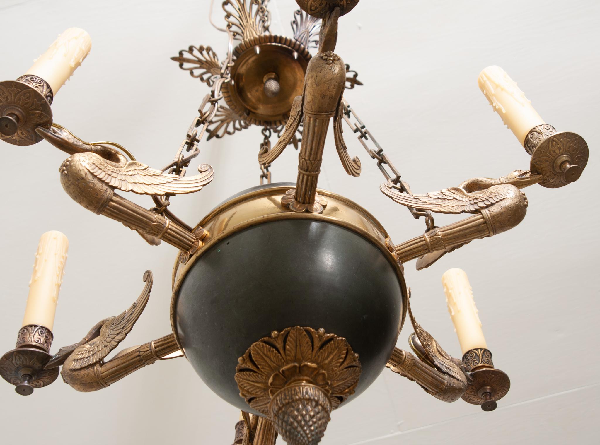 French 19th Century Empire Chandelier with Swans 2