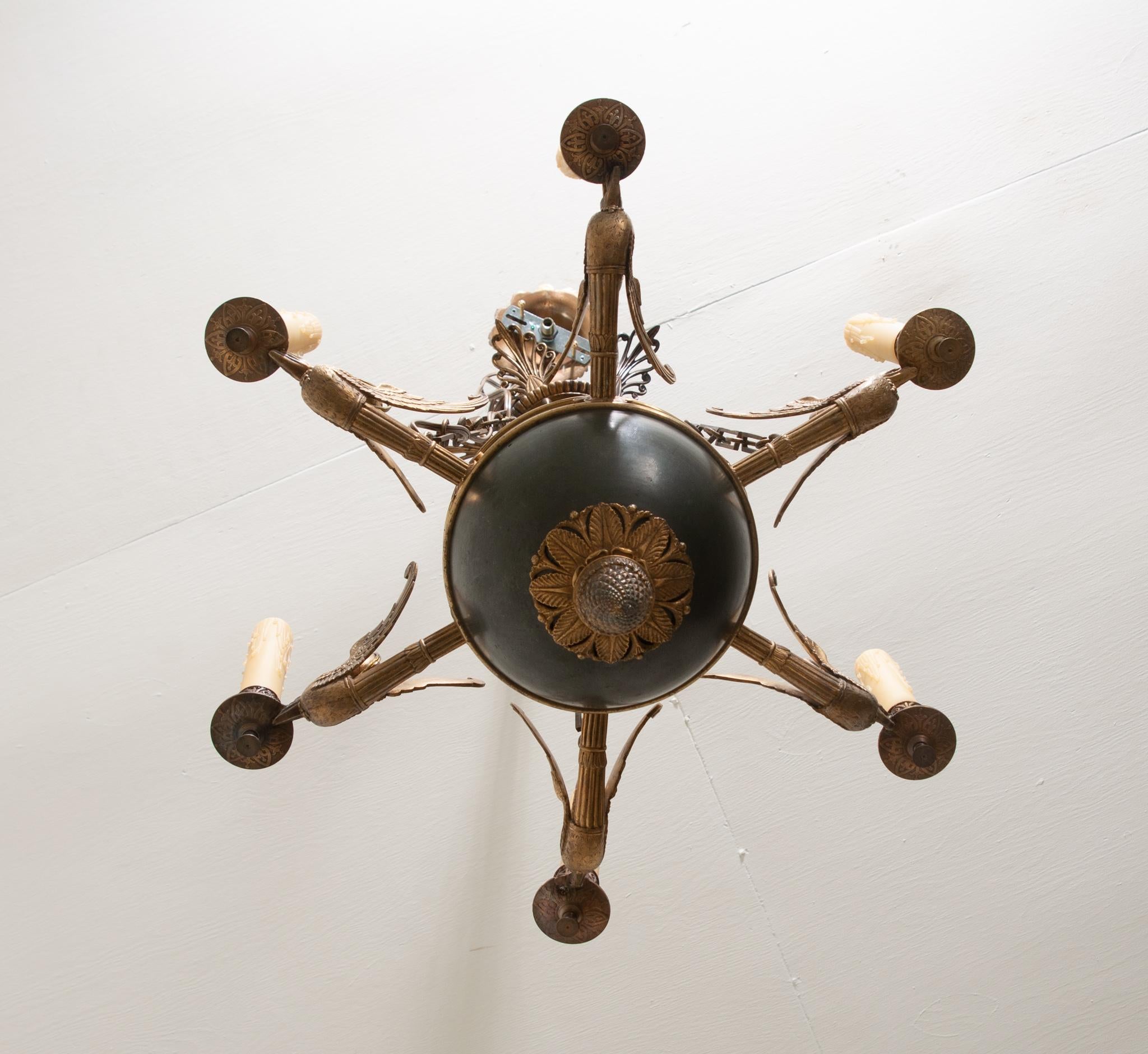 French 19th Century Empire Chandelier with Swans 3