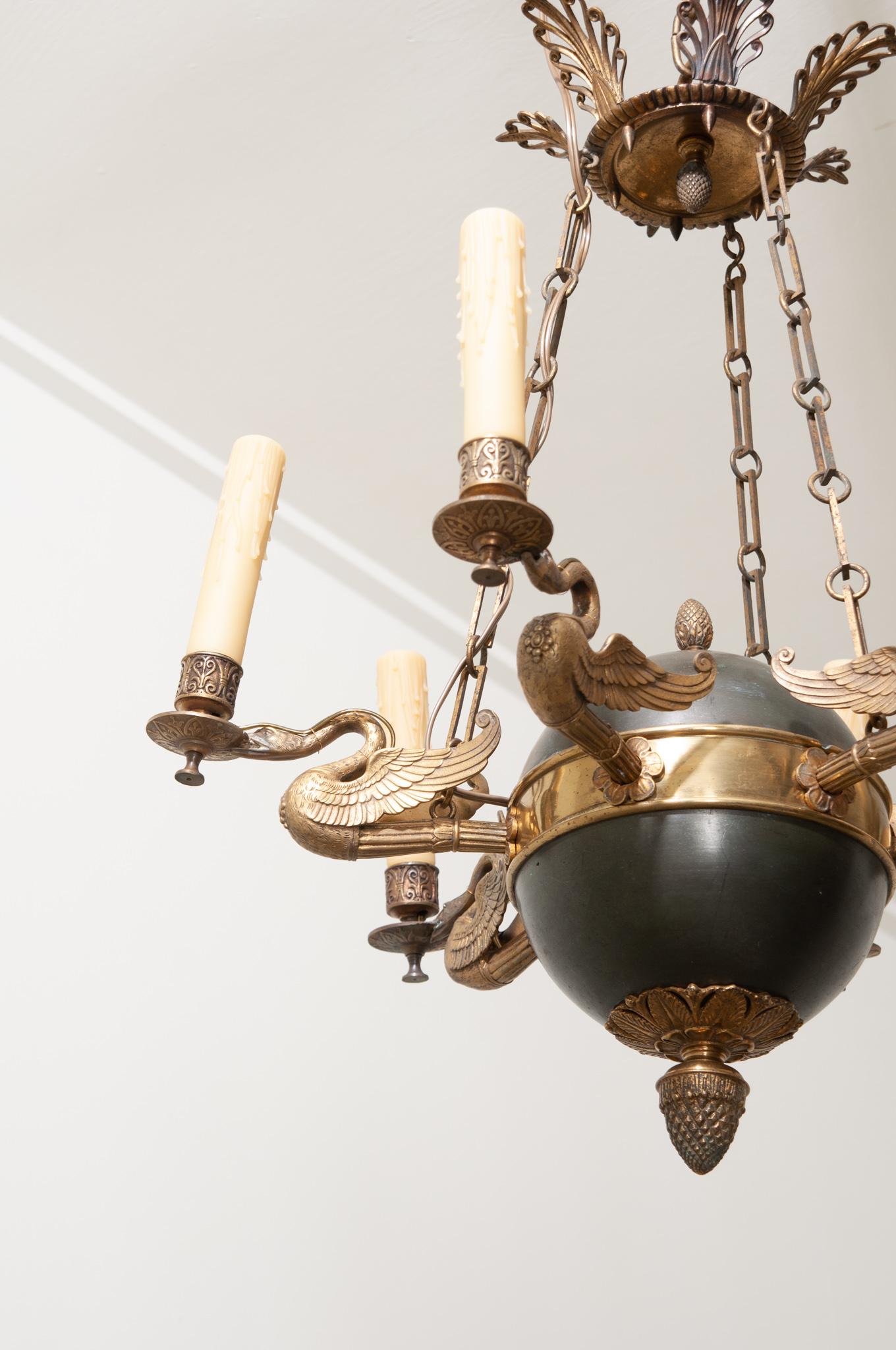 French 19th Century Empire Chandelier with Swans 4
