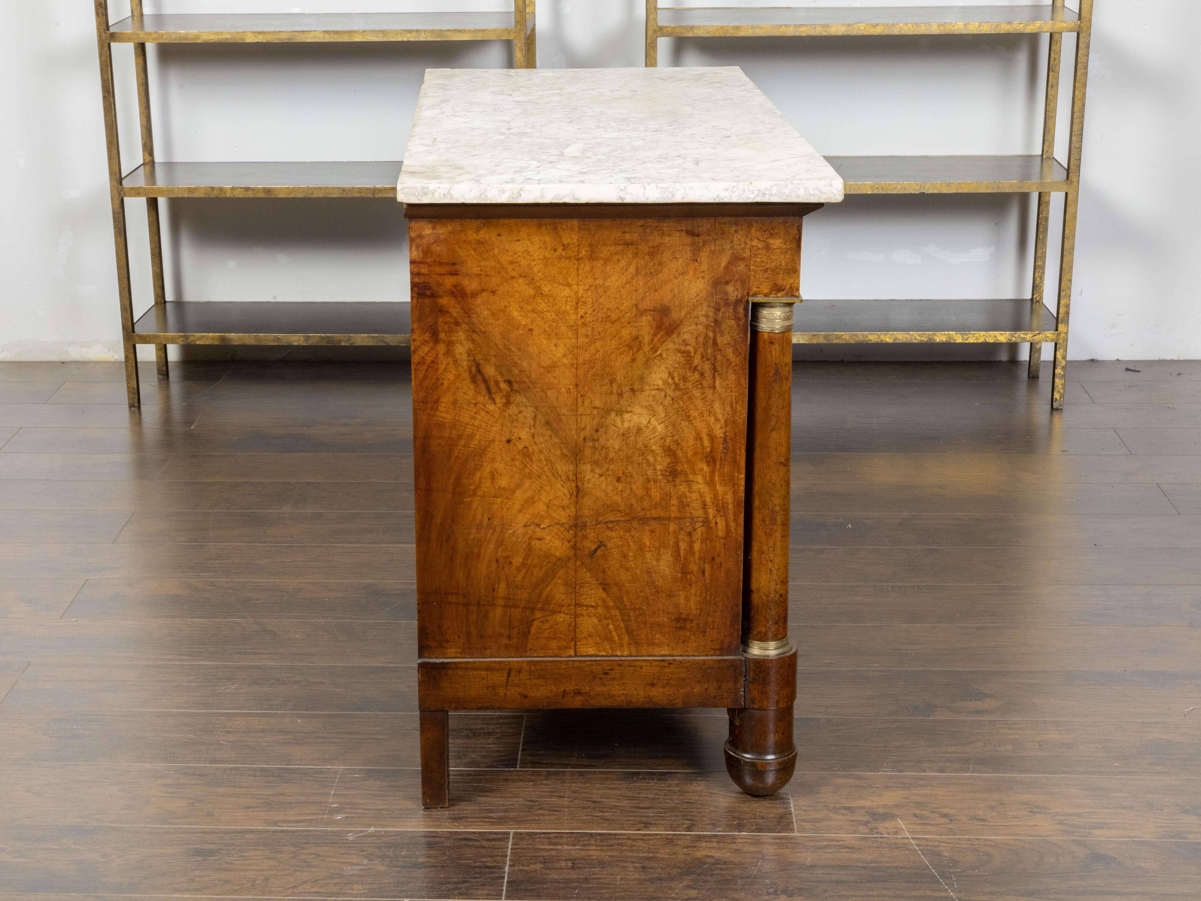 French 19th Century Empire Commode with Marble Top and Column Shaped Posts For Sale 2