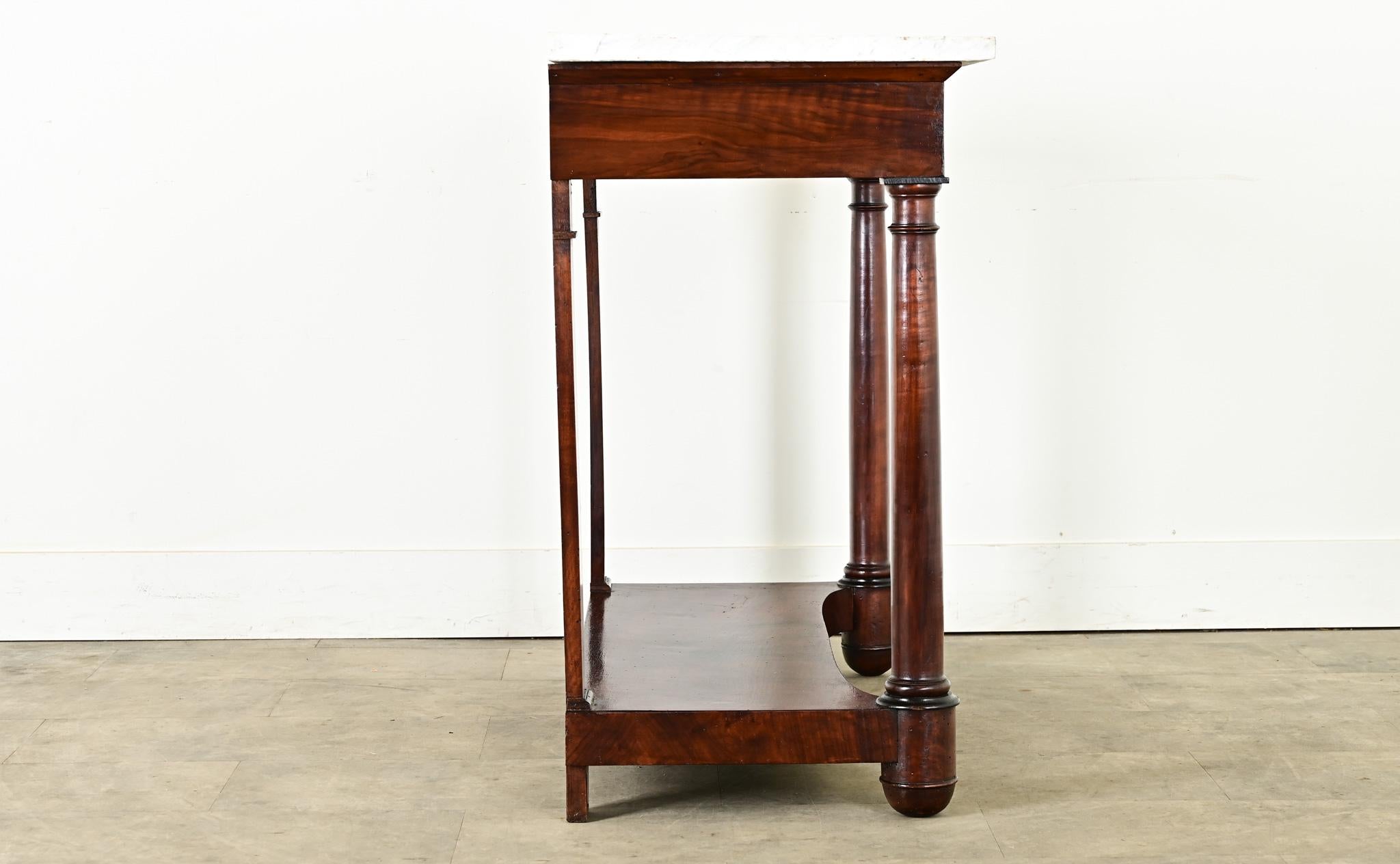 Console Impero francese del XIX secolo con piano in marmo In condizioni buone in vendita a Baton Rouge, LA