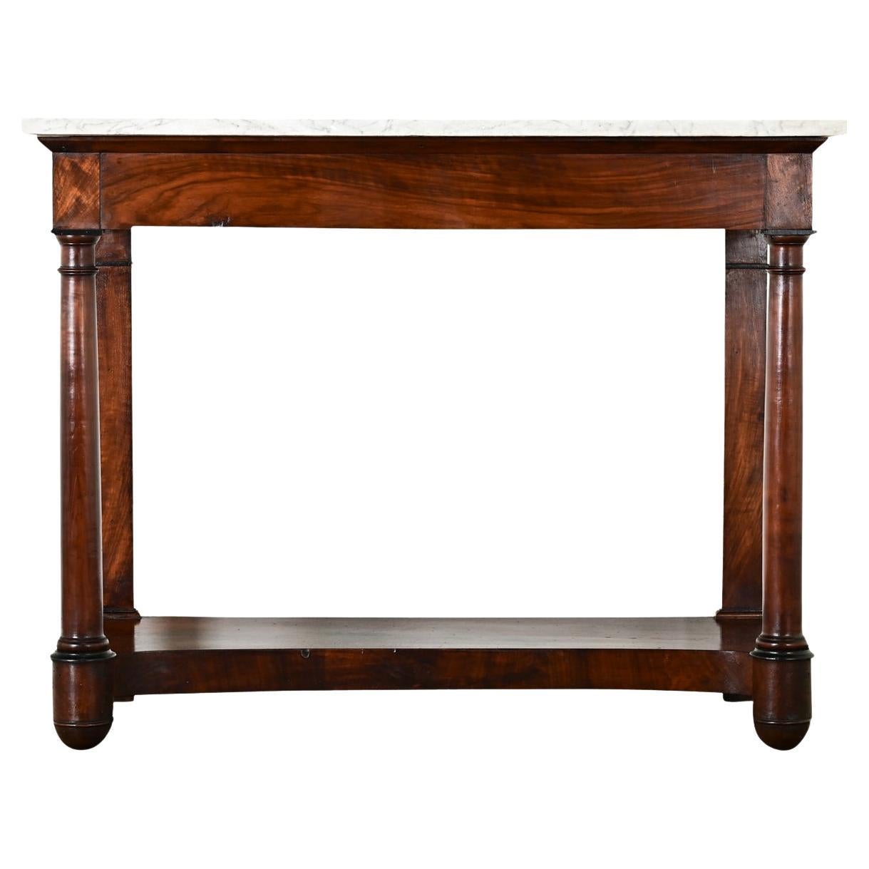 Console Empire française du 19ème siècle avec plateau en marbre