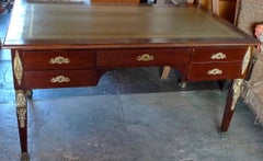 French 19th Century Empire Desk with Four Drawers and a New Leather Top