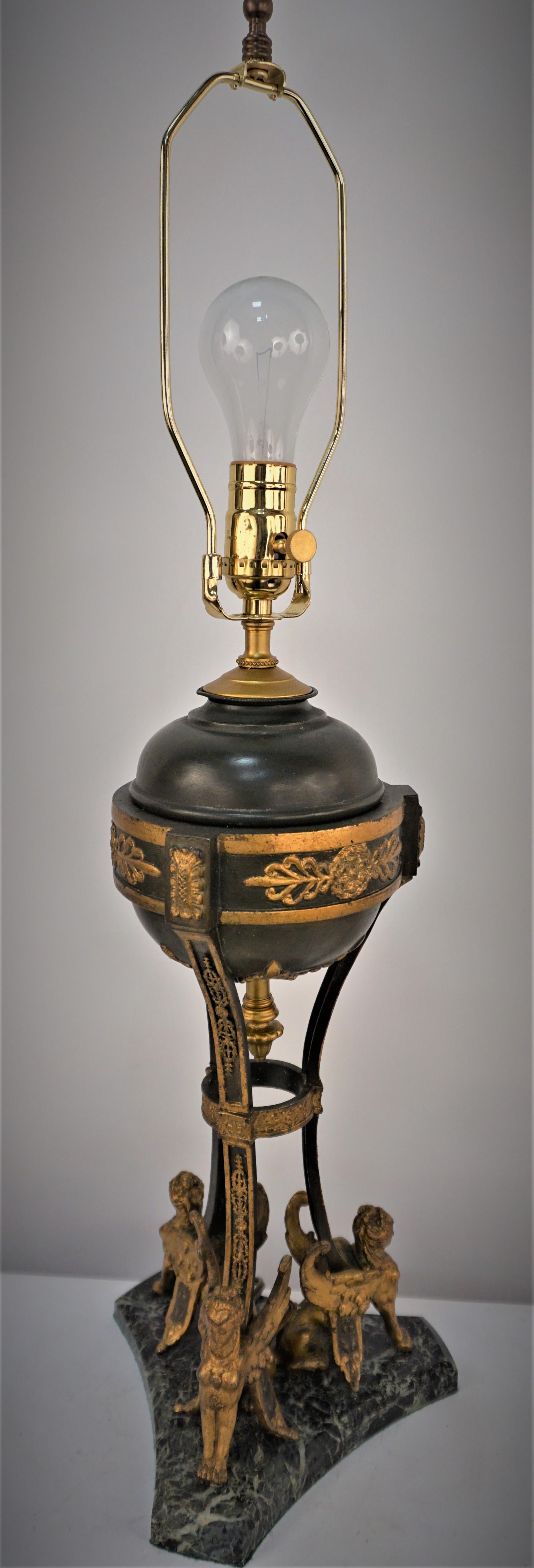 French 19th Century Empire Electrified Oil Lamp 4