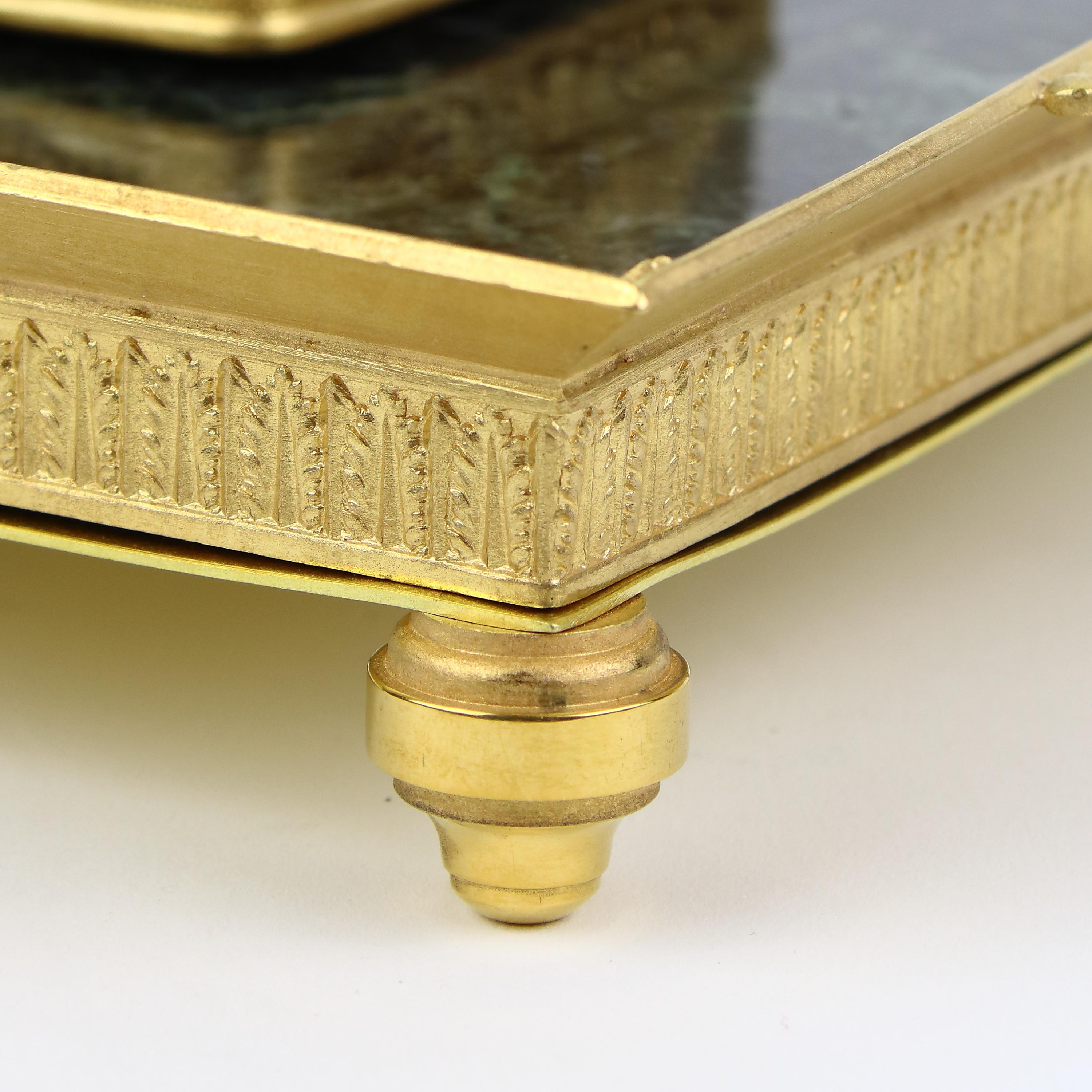 French 19th Century Empire Gilt Bronze Crystal Marble Inkstand Attr. Baccarat 8