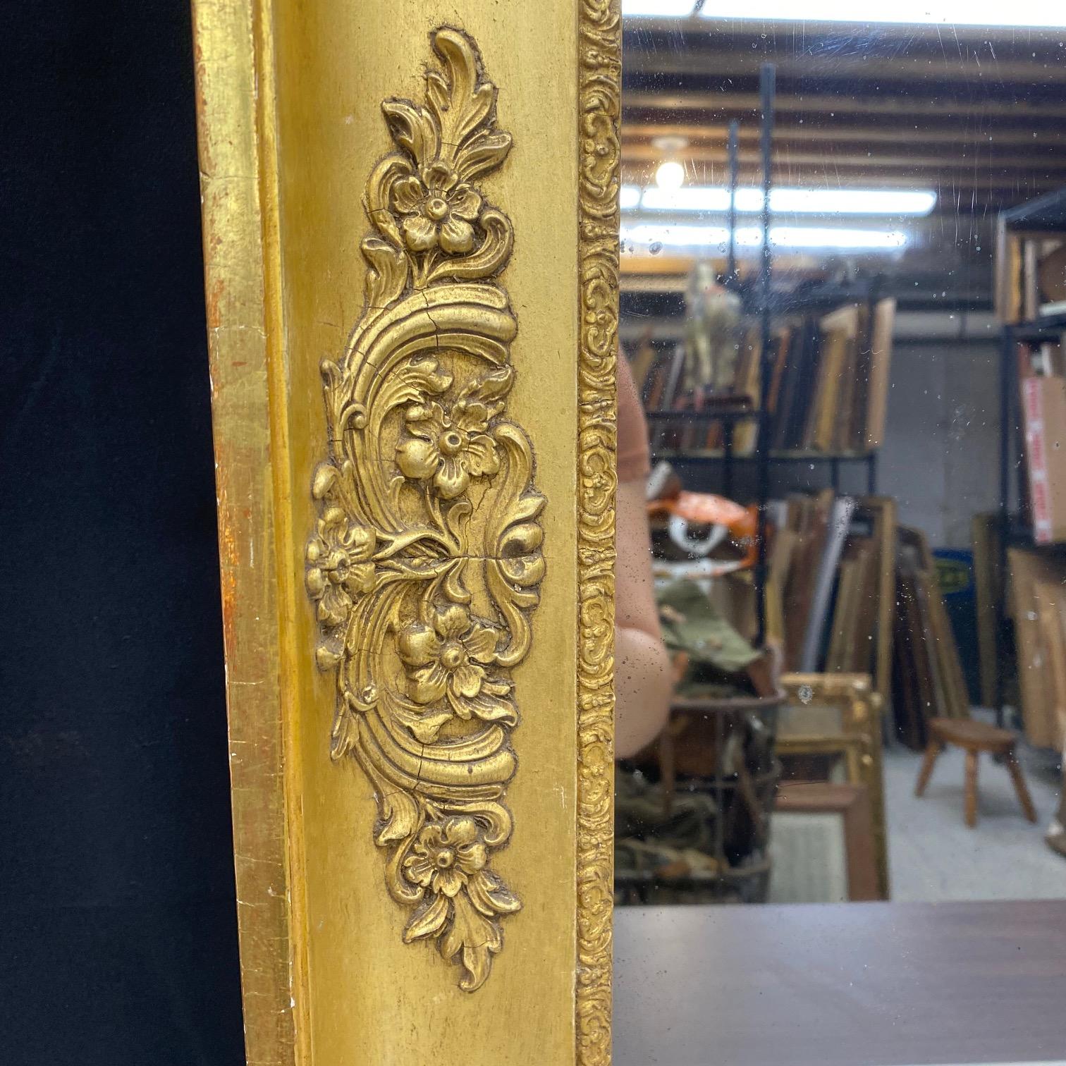 French 19th Century Empire Giltwood Wall Mirror with Original Mirror Glass For Sale 7