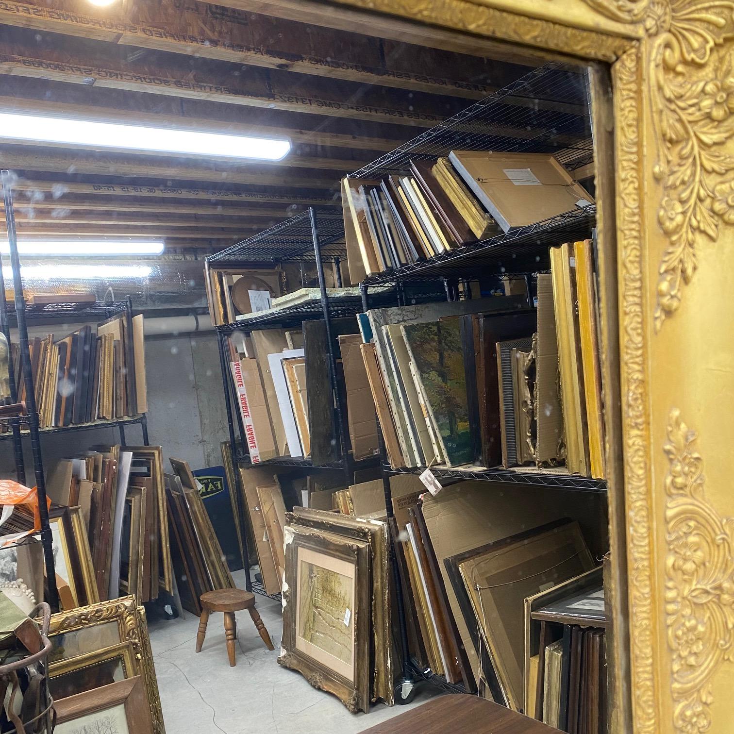 French 19th Century Empire Giltwood Wall Mirror with Original Mirror Glass For Sale 2