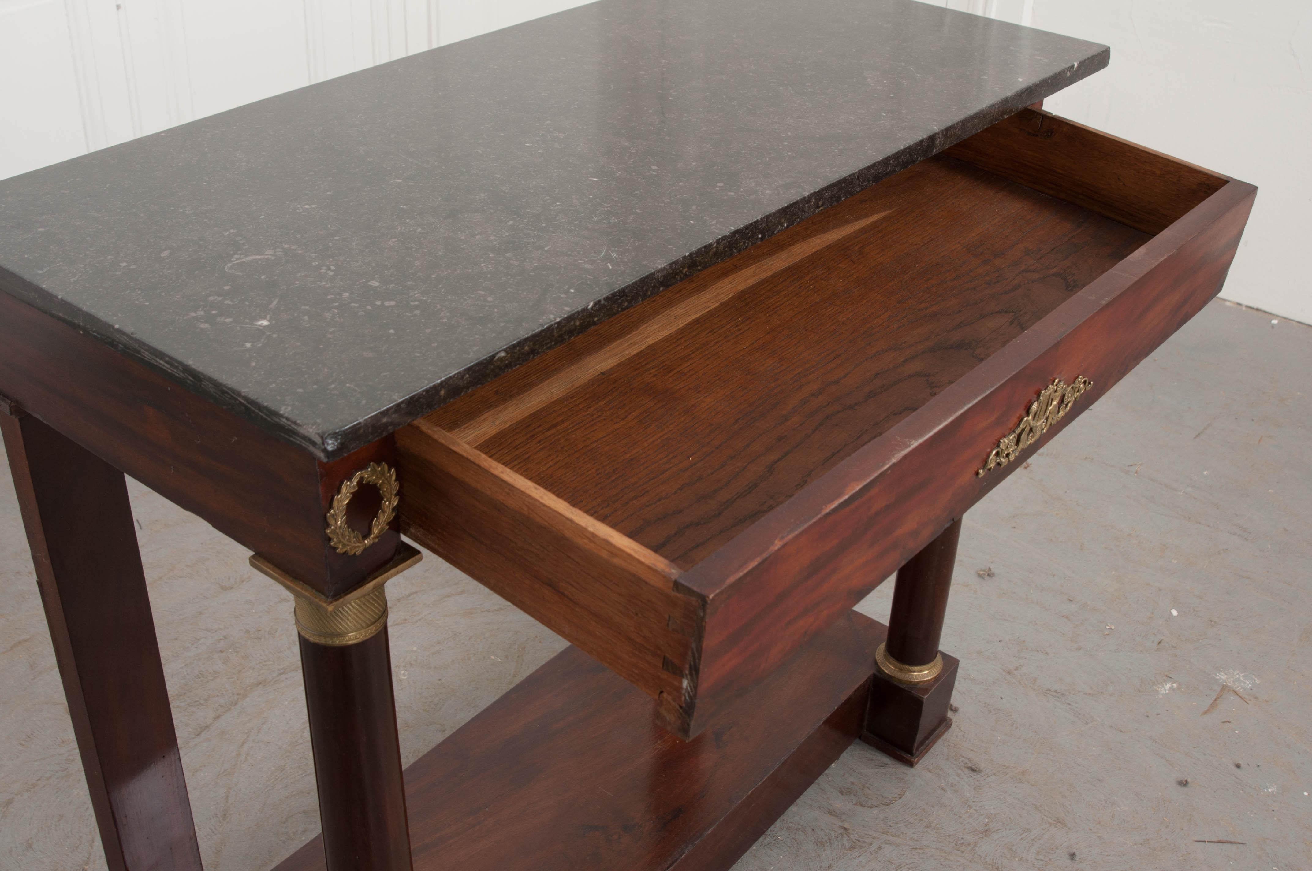 French 19th Century Empire Mahogany and Marble Top Console 2
