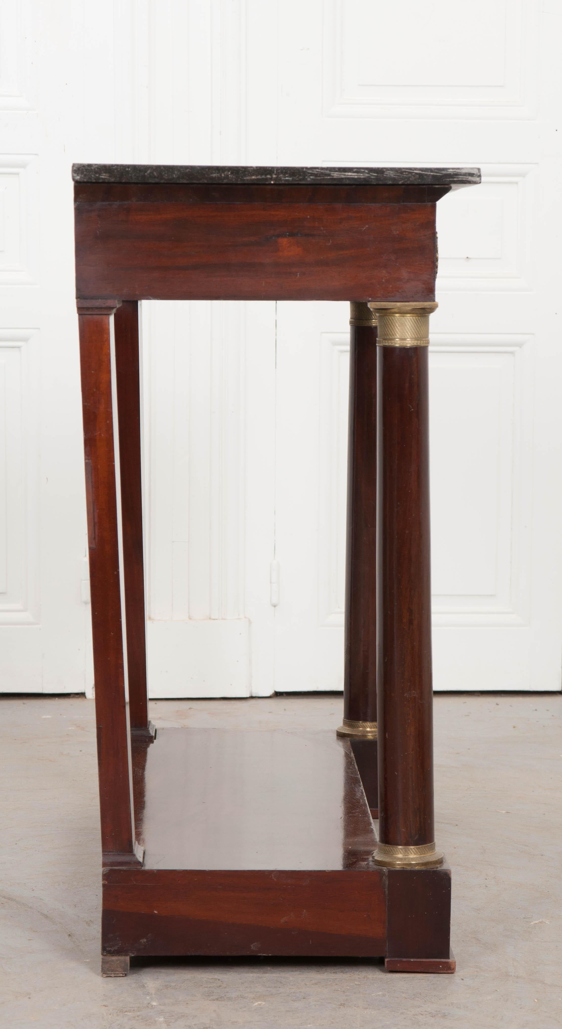 French 19th Century Empire Mahogany and Marble Top Console 1