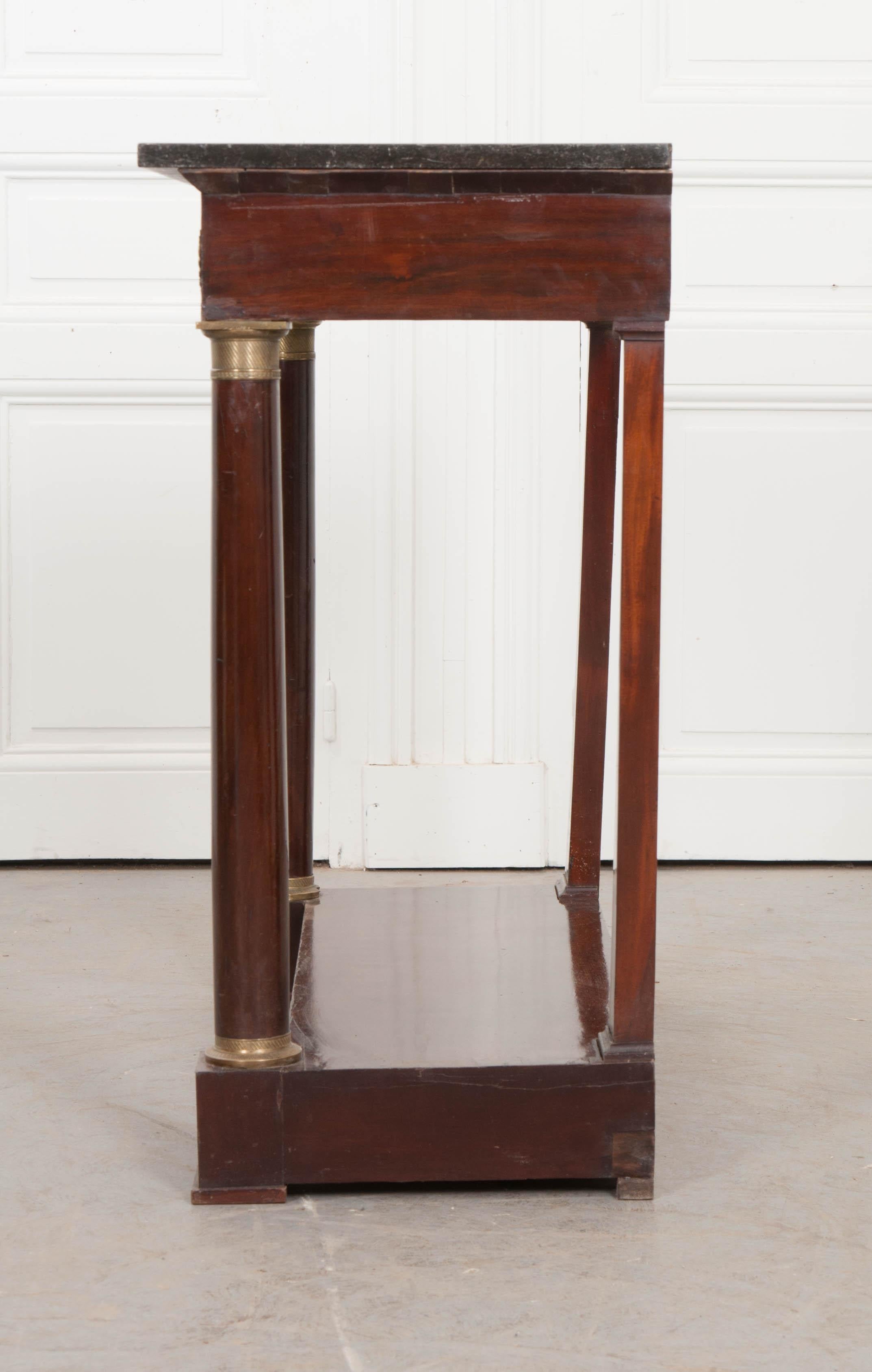 French 19th Century Empire Mahogany and Marble Top Console 4