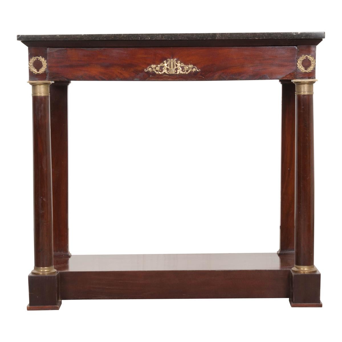 French 19th Century Empire Mahogany and Marble Top Console