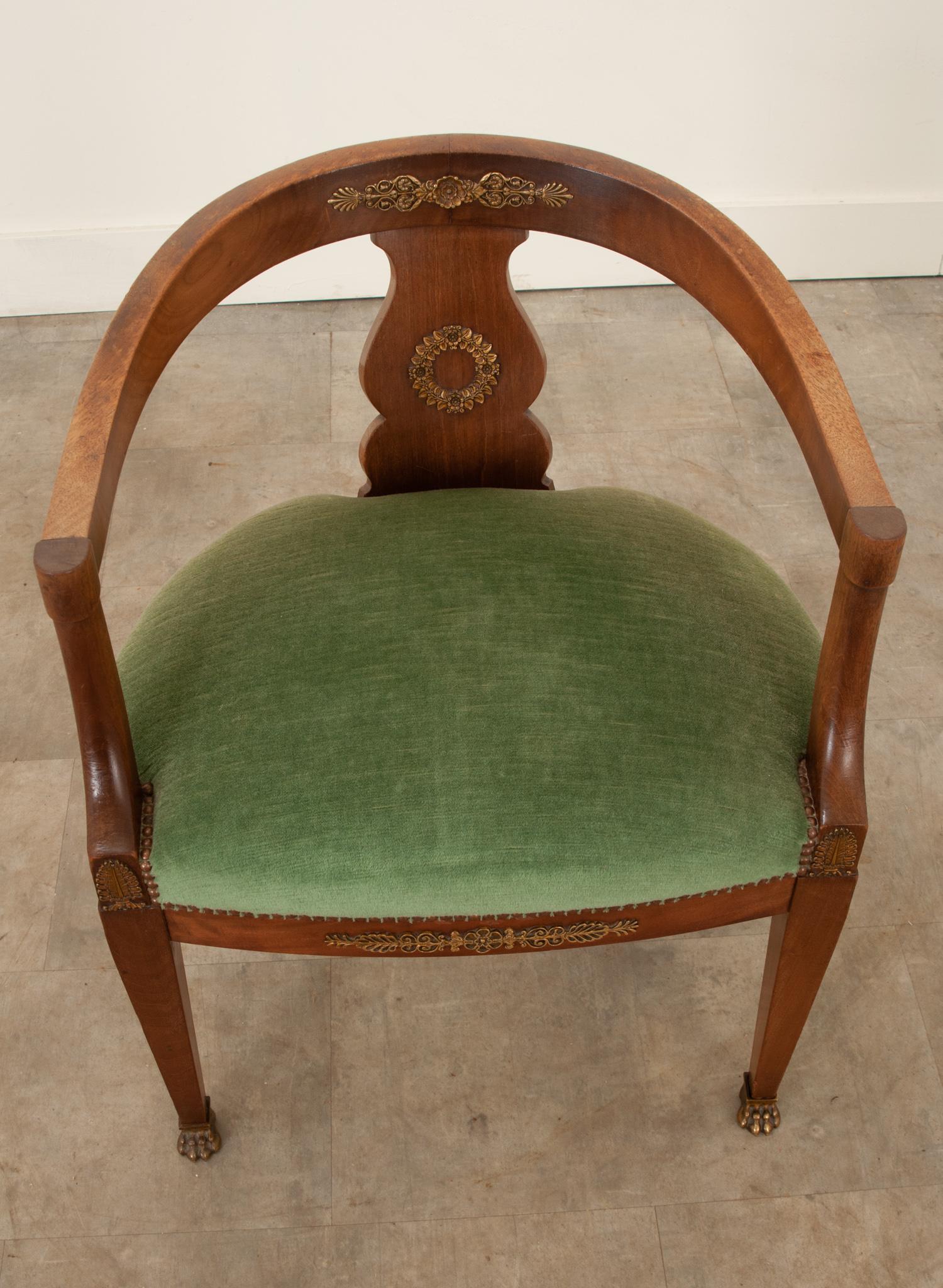 Hand-Crafted French 19th Century Empire Mahogany Armchair