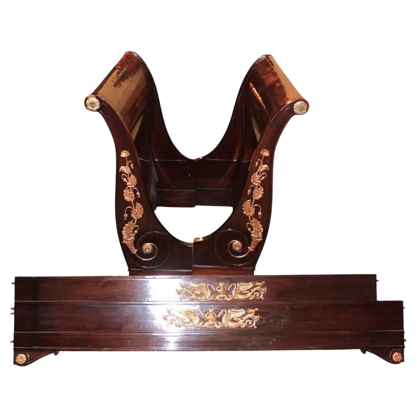 French 19th Century Empire Mahogany & Bronze Twin Size Daybed
