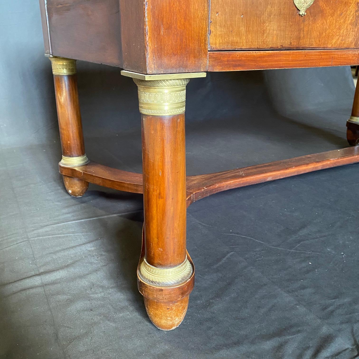 French 19th Century Empire Mahogany Writing Desk with Embossed Leather Top For Sale 8