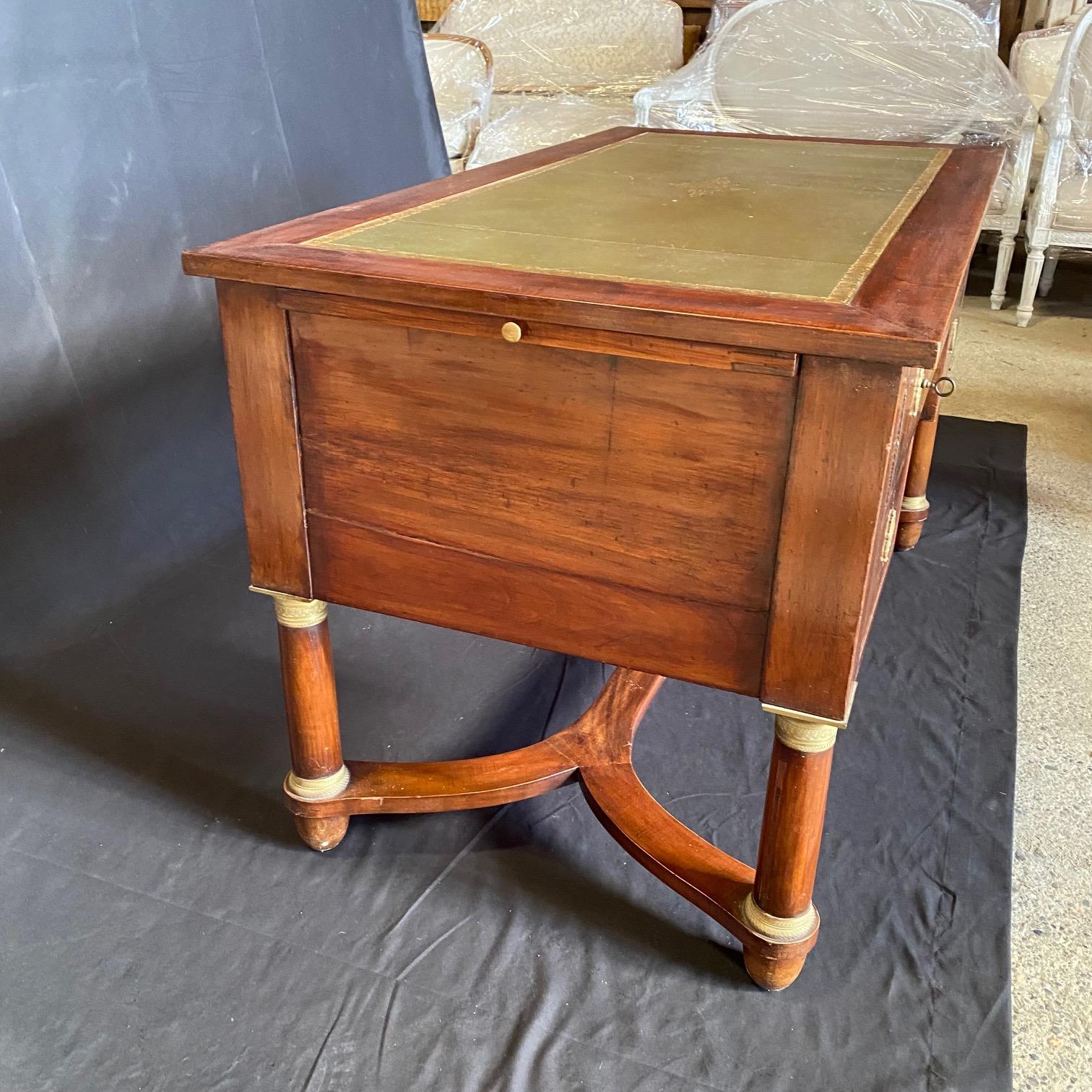 French 19th Century Empire Mahogany Writing Desk with Embossed Leather Top For Sale 2