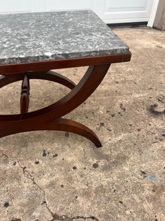 French 19th Century Empire Marble Top Mahogany Side Table