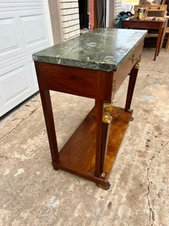 French 19th Century Empire Marble Top Walnut Console Table