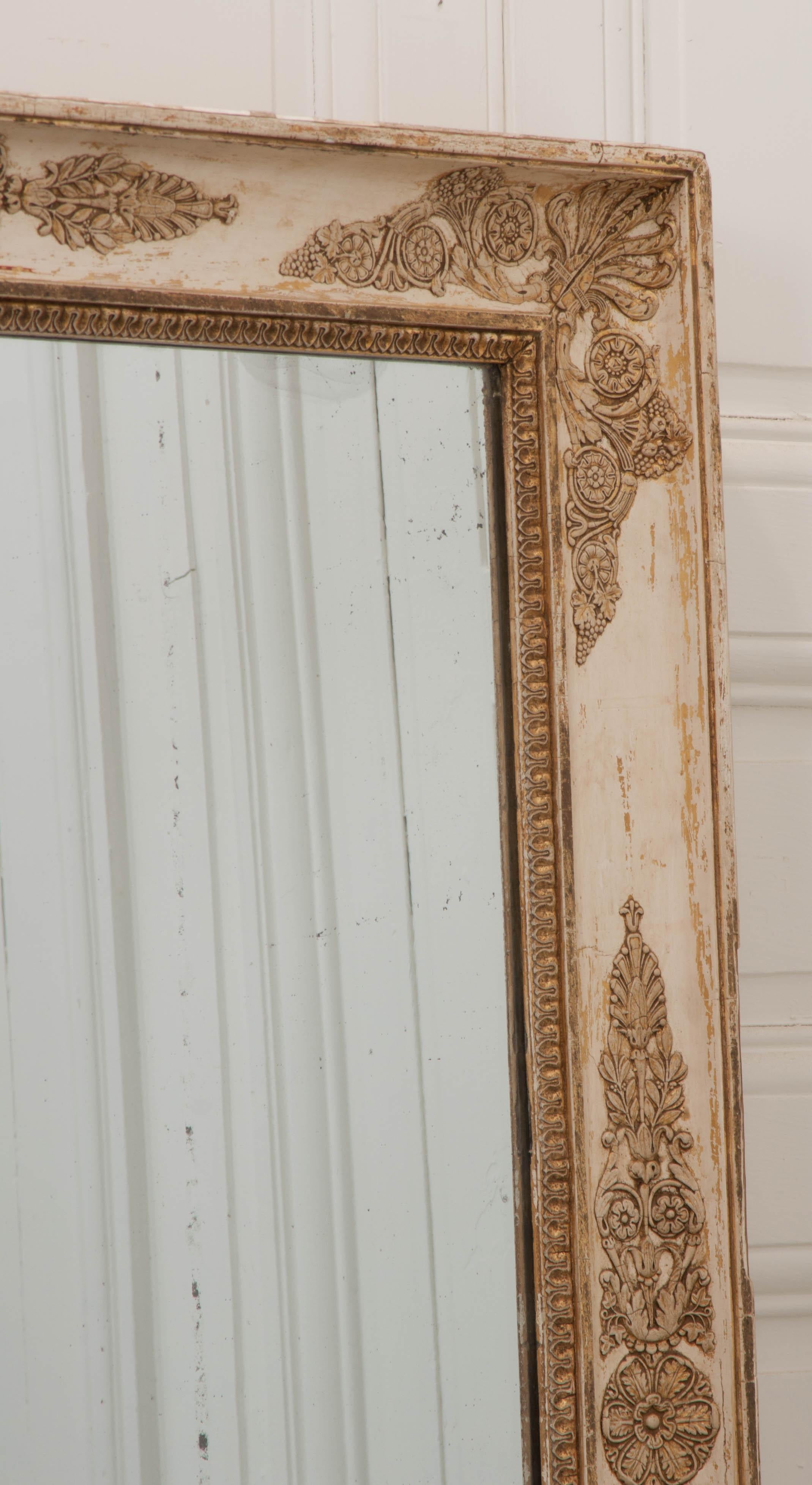 French 19th Century Empire Painted and Parcel-Gilt Mirror 1
