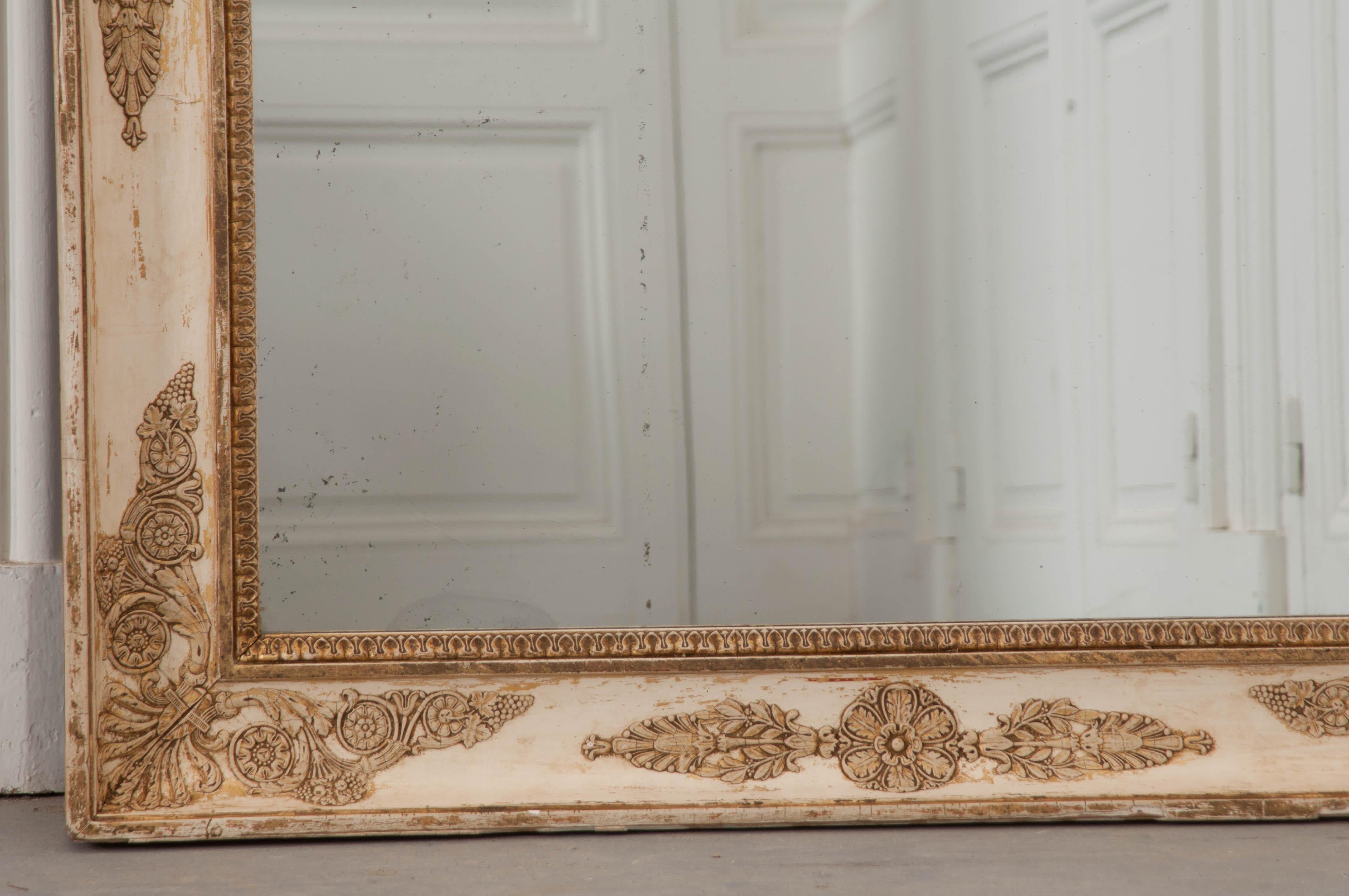 French 19th Century Empire Painted and Parcel-Gilt Mirror 4