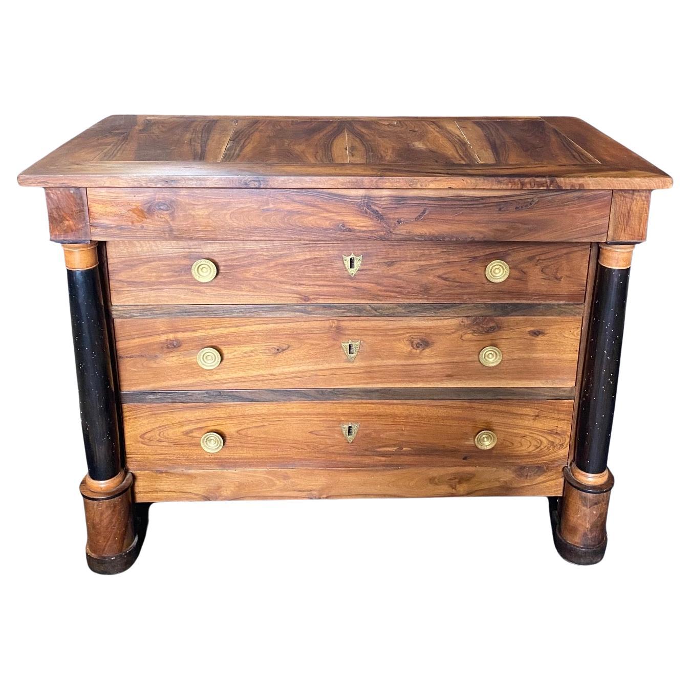 French 19th Century Empire Neoclassical Mahogany Commode Chest of Drawers For Sale