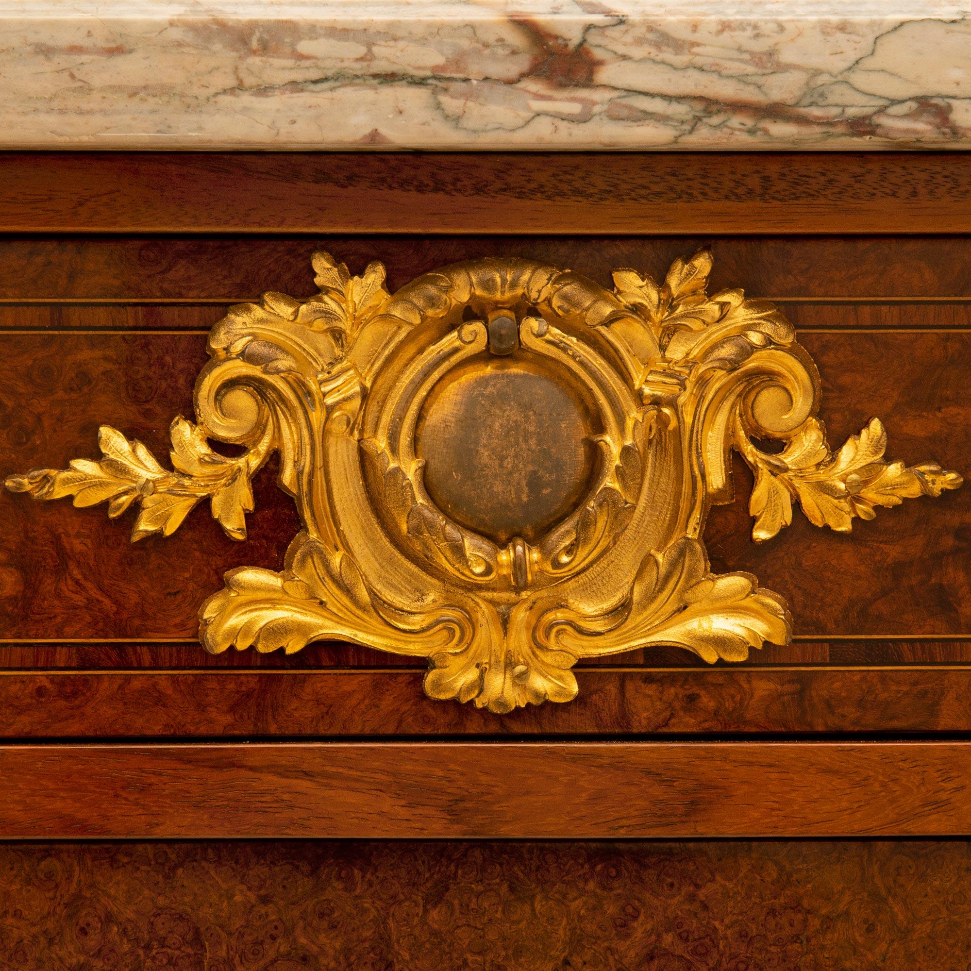 French 19th Century Empire Neoclassical Style Burl Walnut and Ormolu Buffet For Sale 5