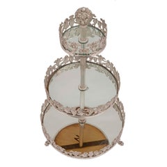 French 19th Century Empire Neoclassical Style Silvered Bronze Three-Tier Platea