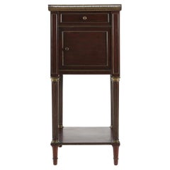 Antique French 19th century Empire nightstand in wood with marble top