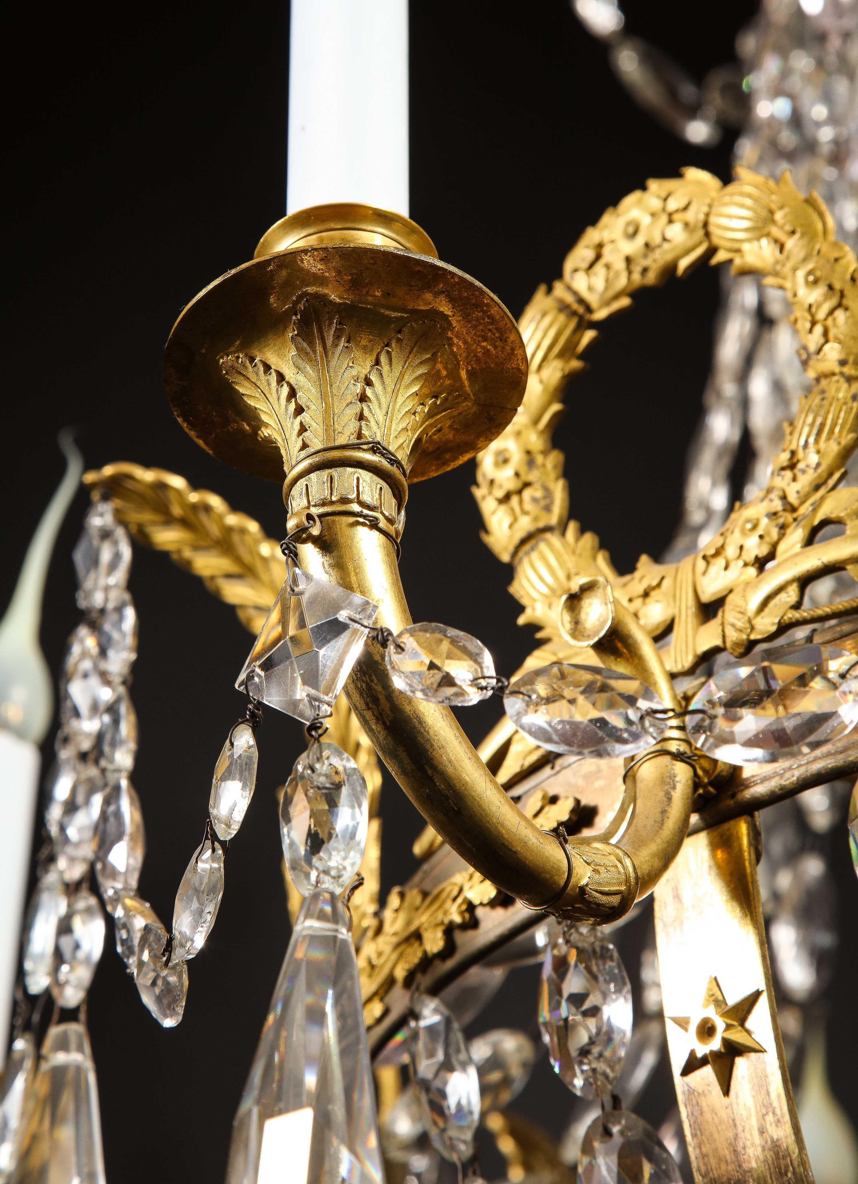 Lampadario Impero francese del XIX secolo in ormolu e cristallo in vendita 3