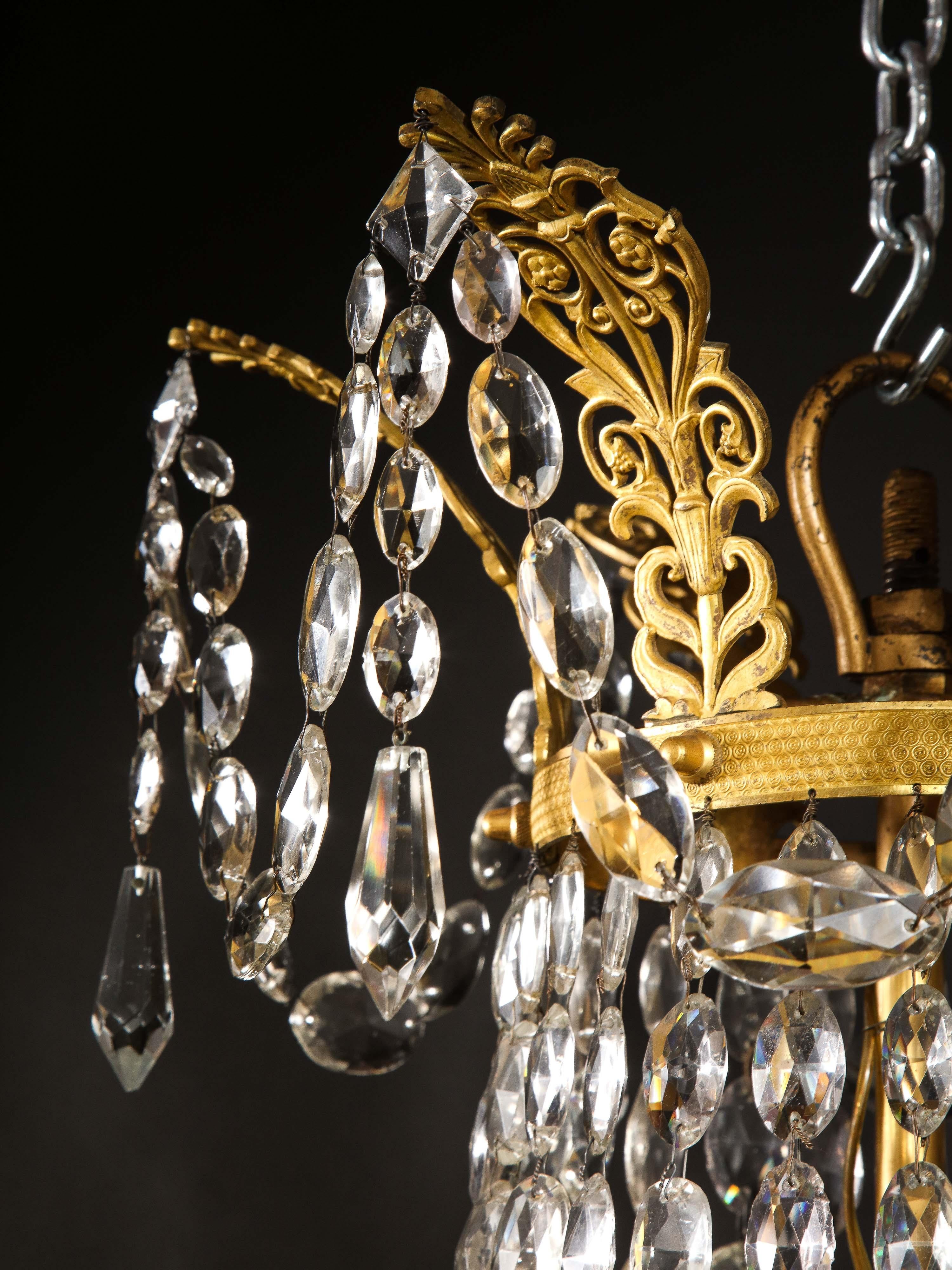 Lampadario Impero francese del XIX secolo in ormolu e cristallo in vendita 1