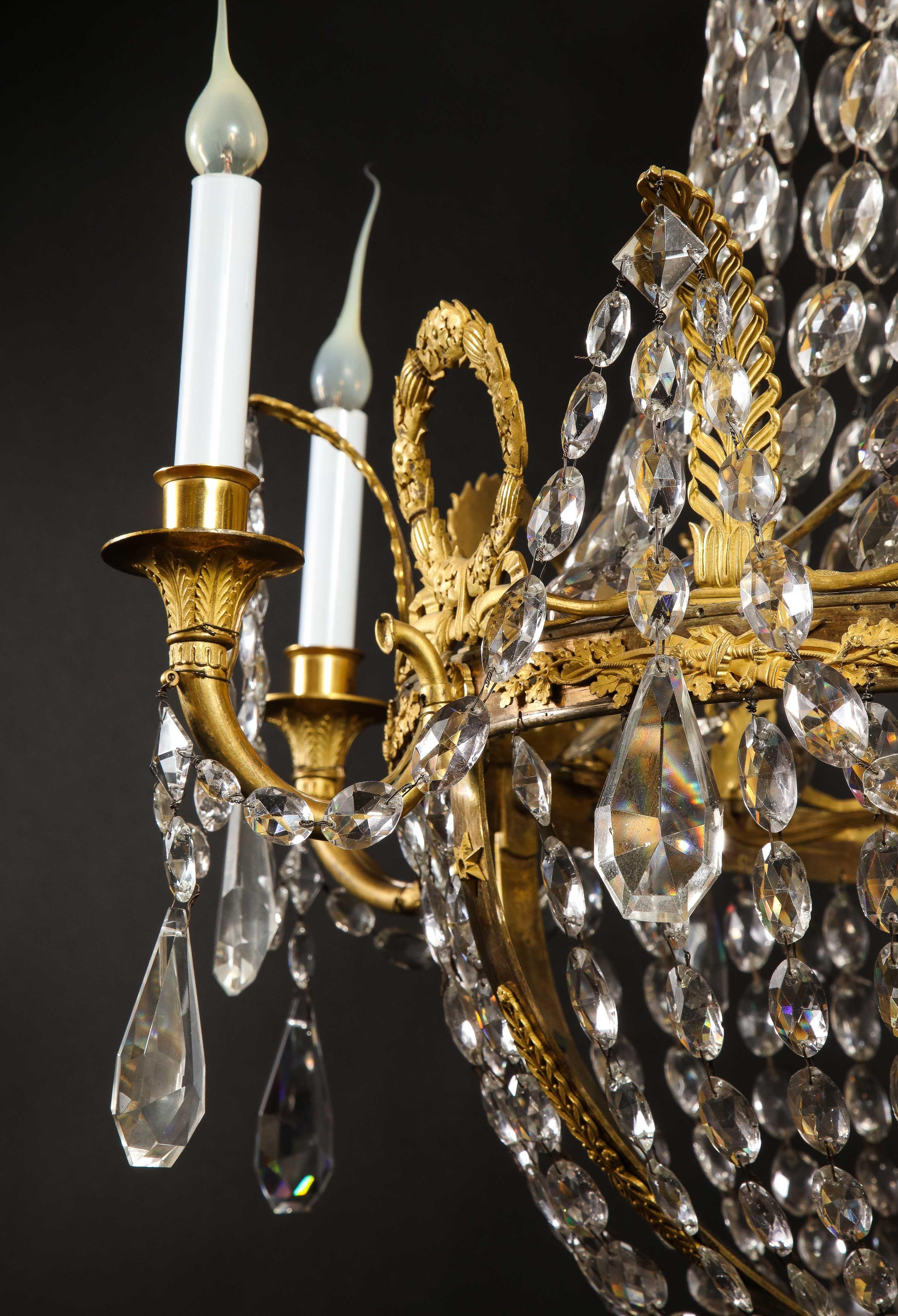 Lampadario Impero francese del XIX secolo in ormolu e cristallo in vendita 2