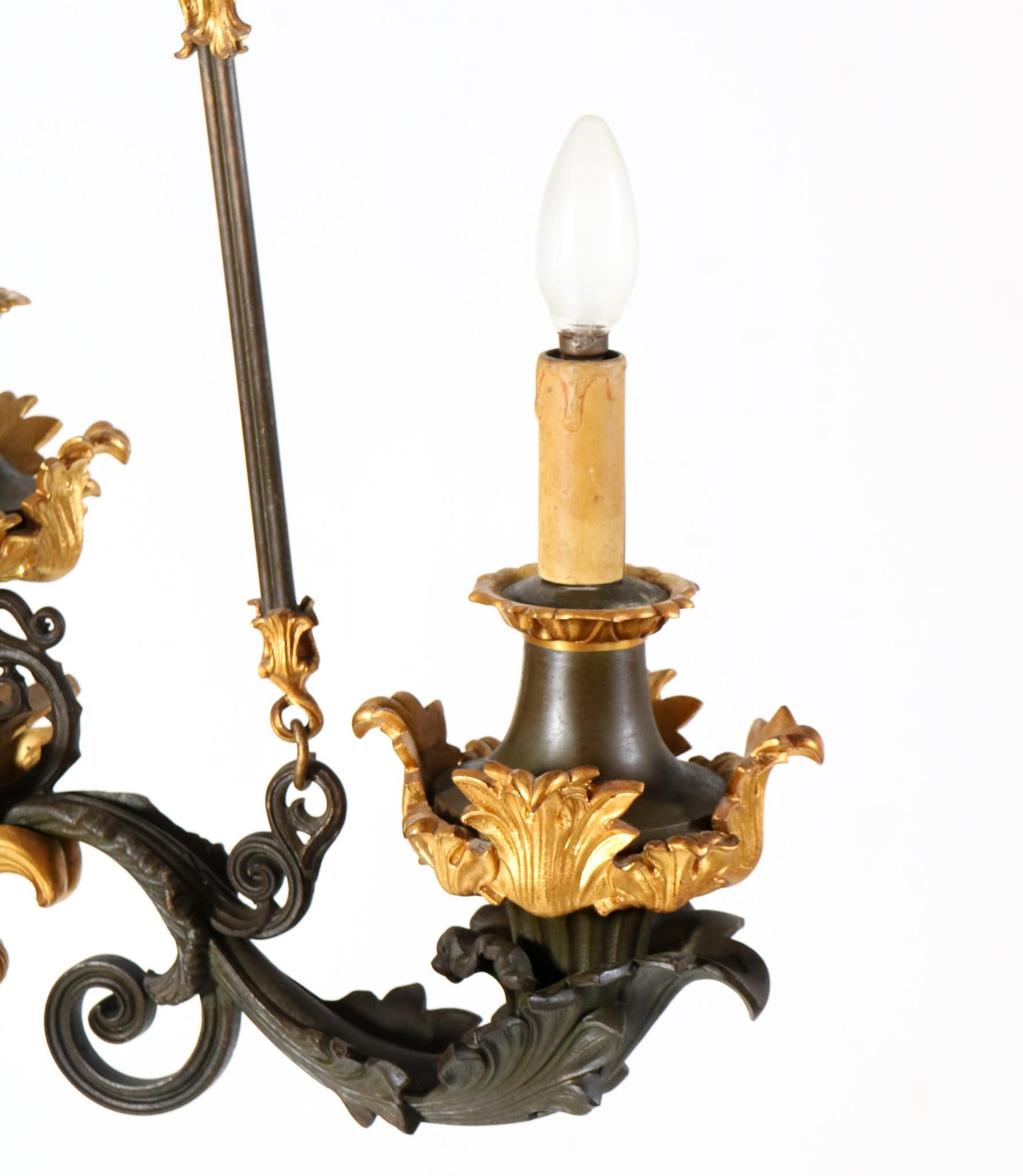 French 19th Century Empire Ormolu Bronze Four-Light Chandelier 6