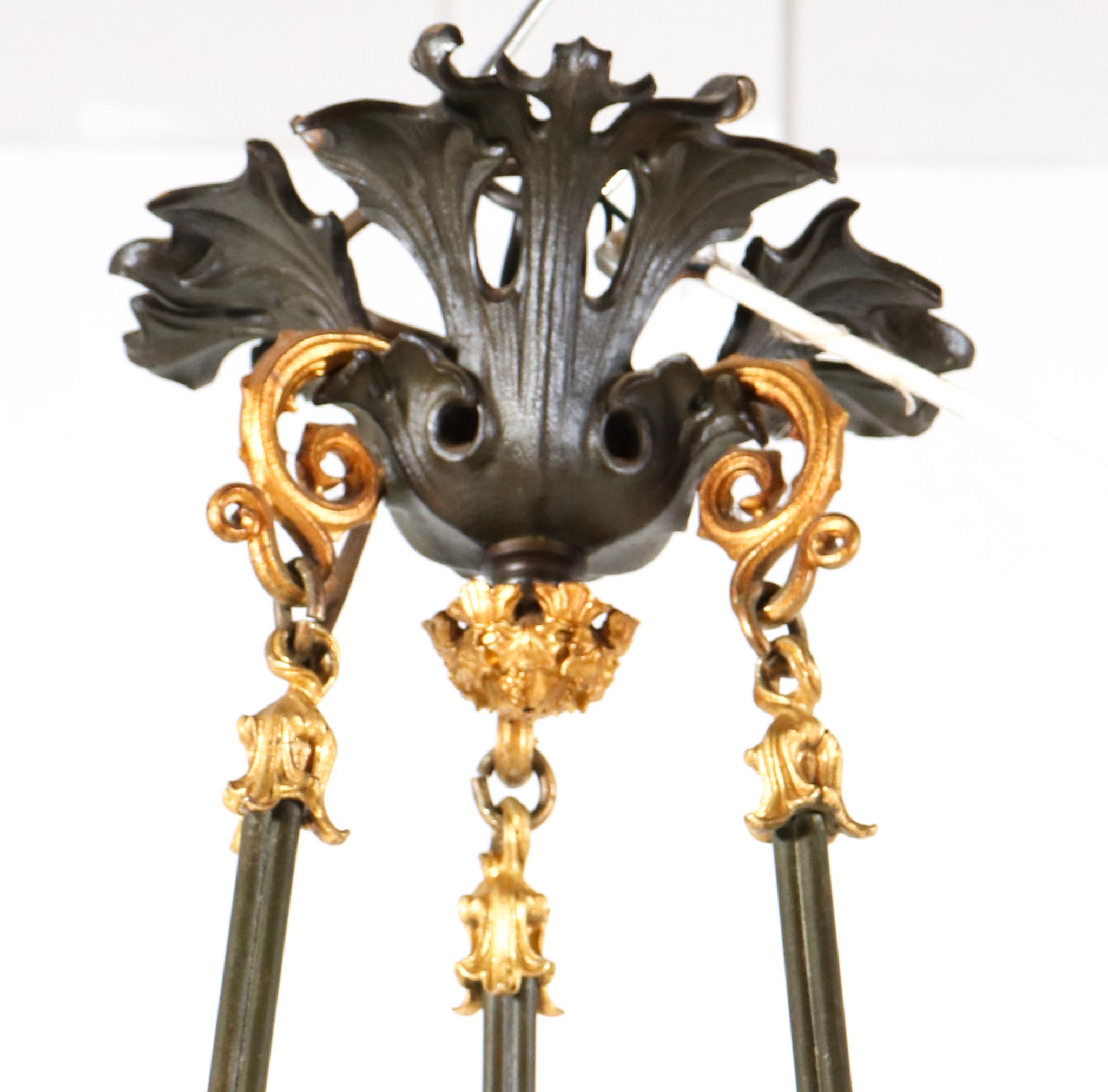 French 19th Century Empire Ormolu Bronze Four-Light Chandelier 3