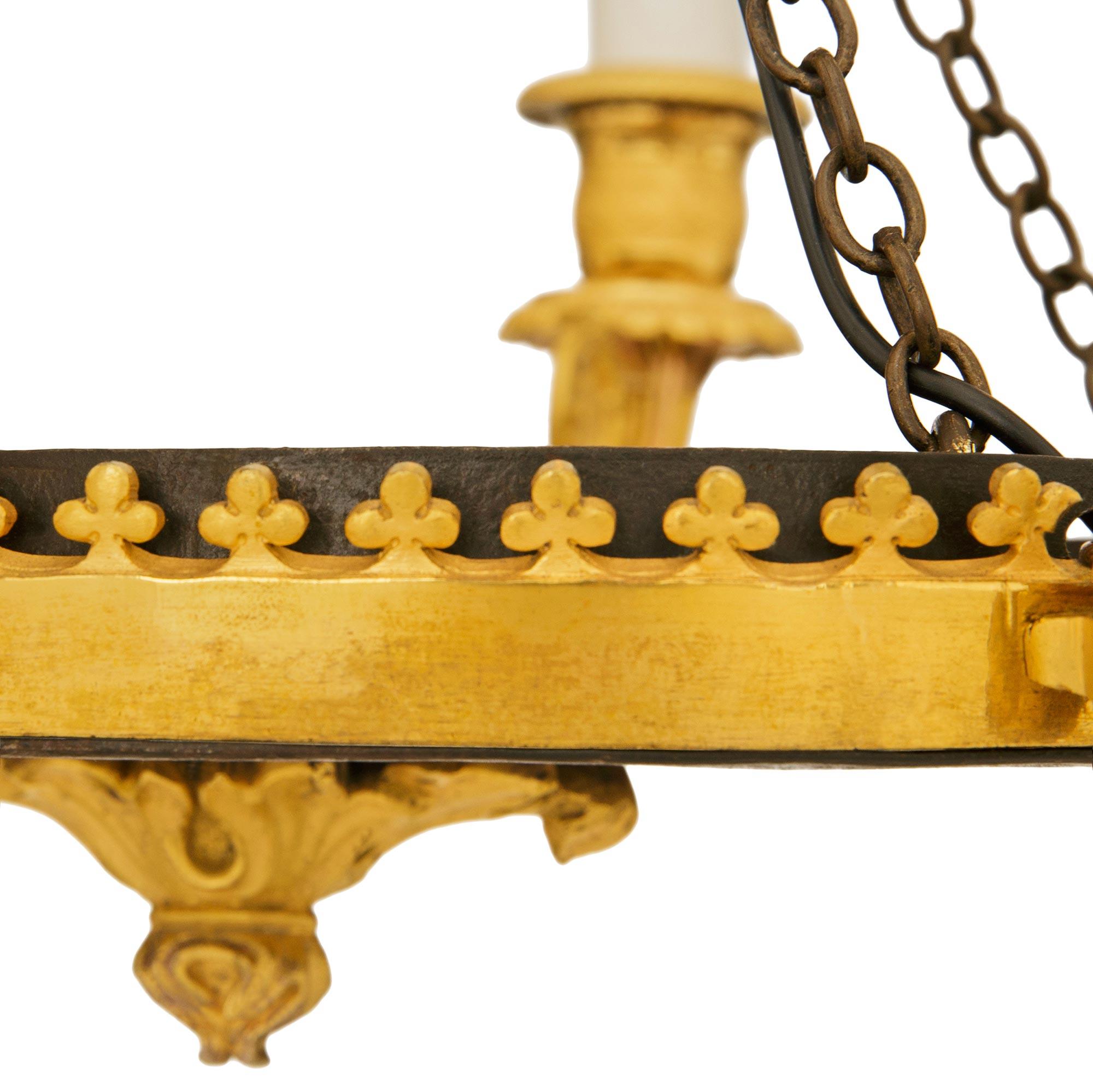 French 19th century Empire Period Bronze and Ormolu chandelier, circa 1805 In condizioni buone in vendita a West Palm Beach, FL