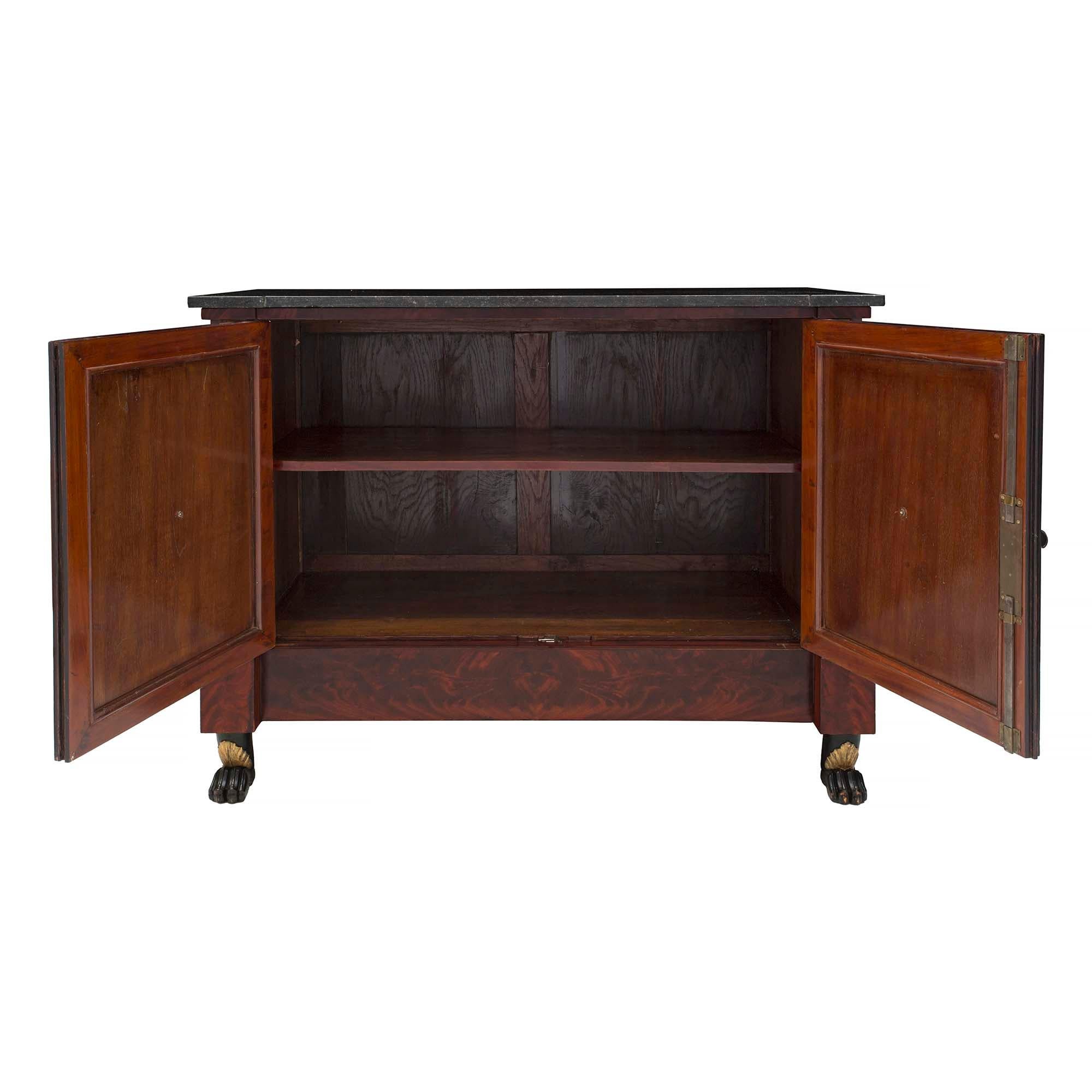 French 19th Century Empire Period Flamed Mahogany, Patinated and Ormolu Cabinet In Good Condition For Sale In West Palm Beach, FL