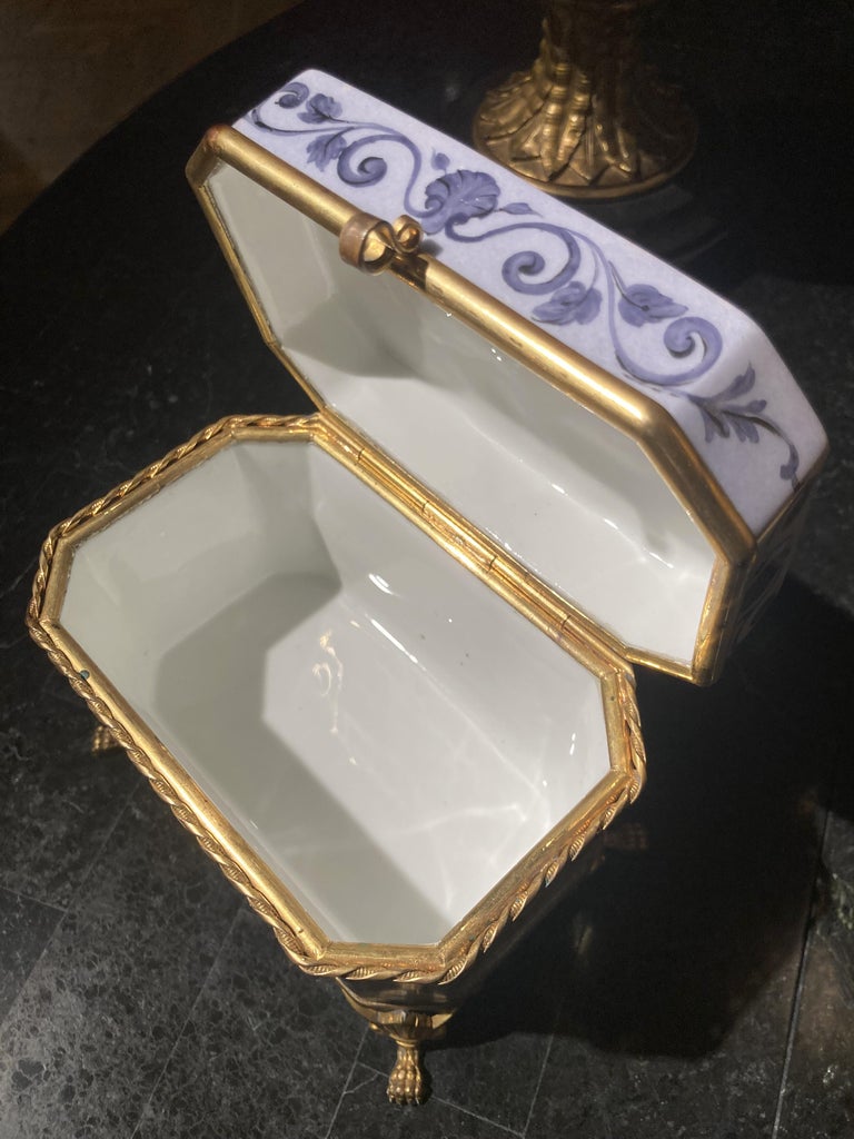 Antique French Cut Crystal Box with Bronze Mounts For Sale at 1stDibs