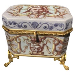 French 19th Century Empire Porcelain and Gilt Bronze Decorative Jewelry Box