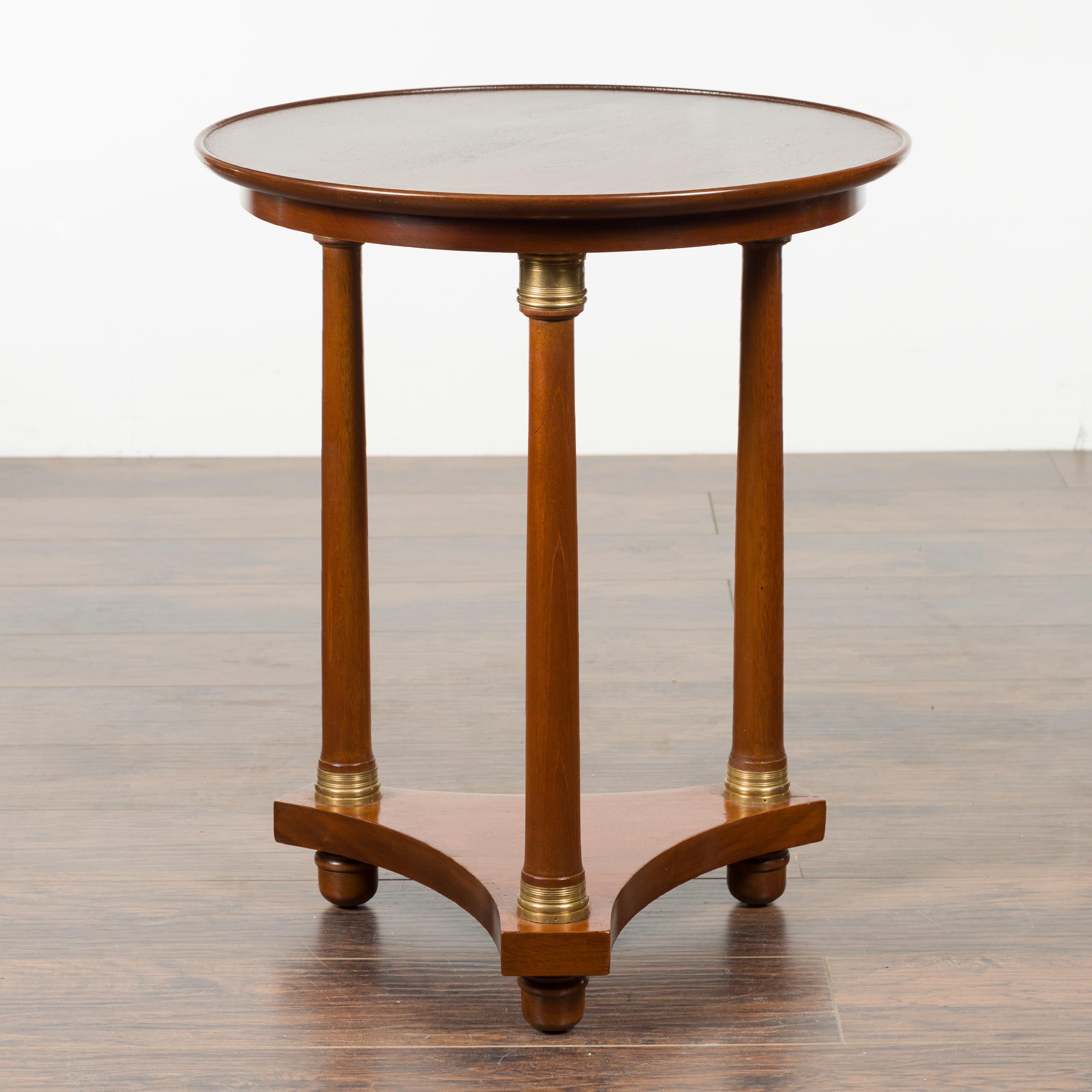 French 19th Century Empire Round Top Side Table with Bronze Mounts and Low Shelf For Sale 8