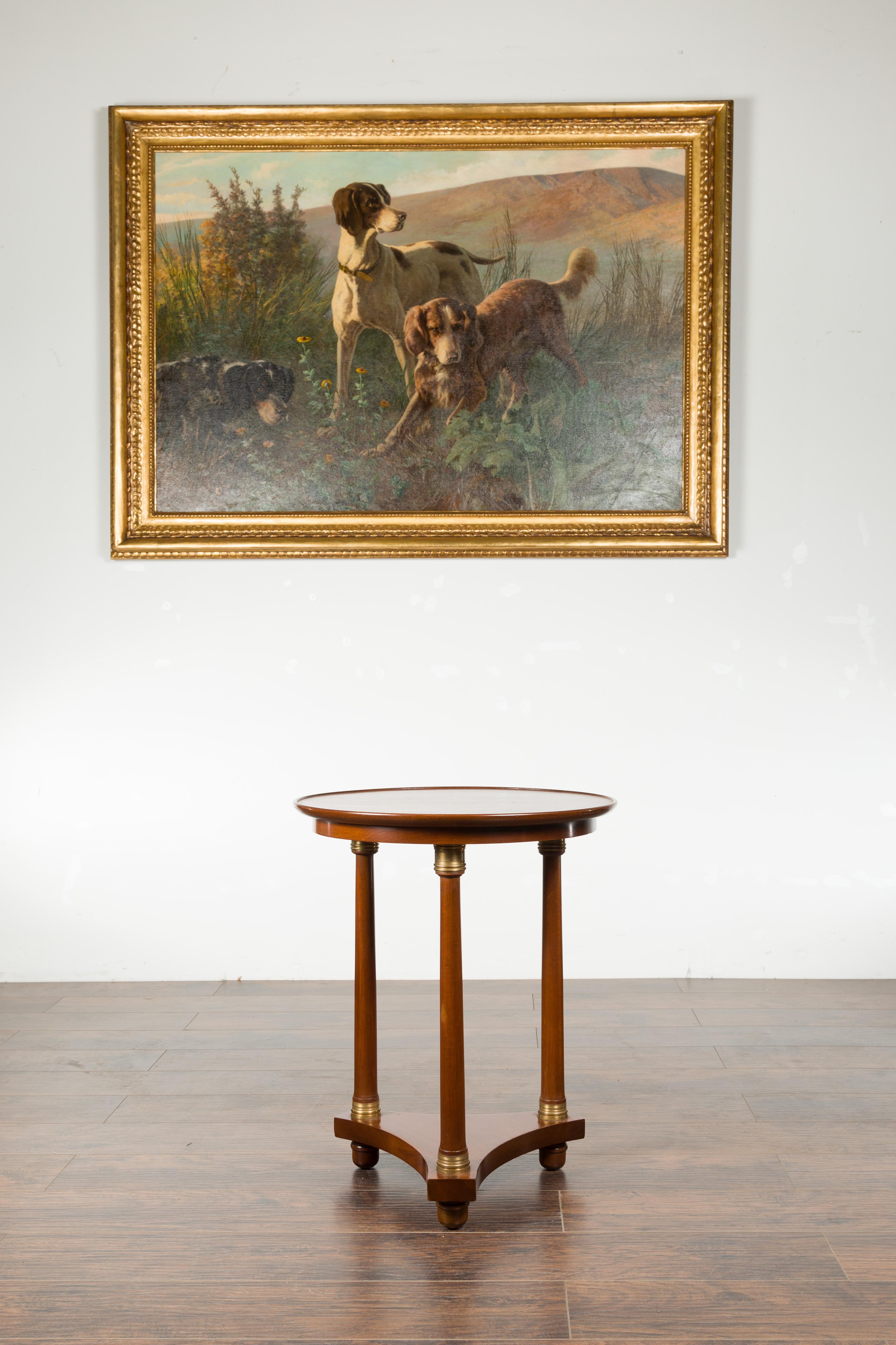 French 19th Century Empire Round Top Side Table with Bronze Mounts and Low Shelf In Good Condition For Sale In Atlanta, GA