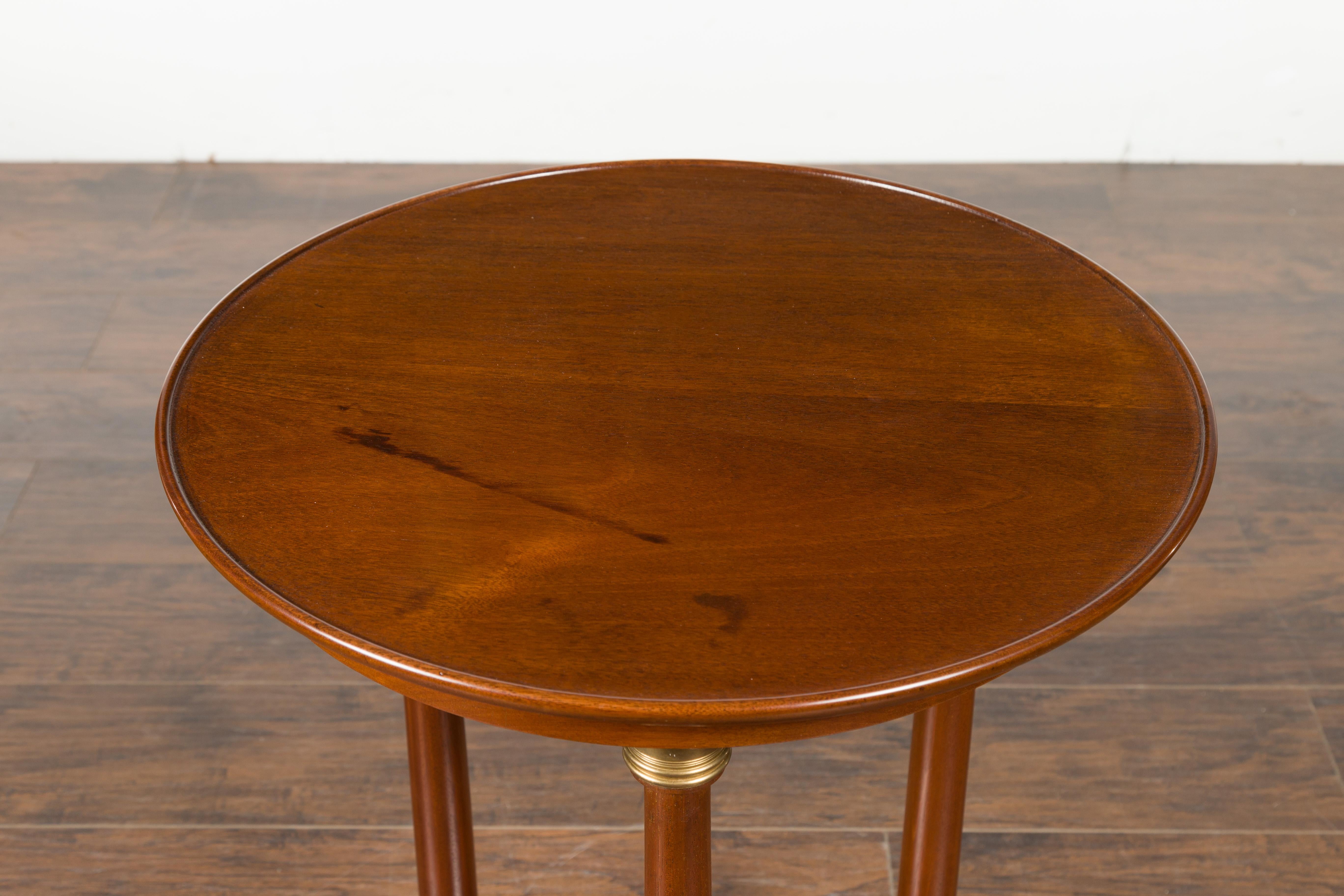 French 19th Century Empire Round Top Side Table with Bronze Mounts and Low Shelf For Sale 2