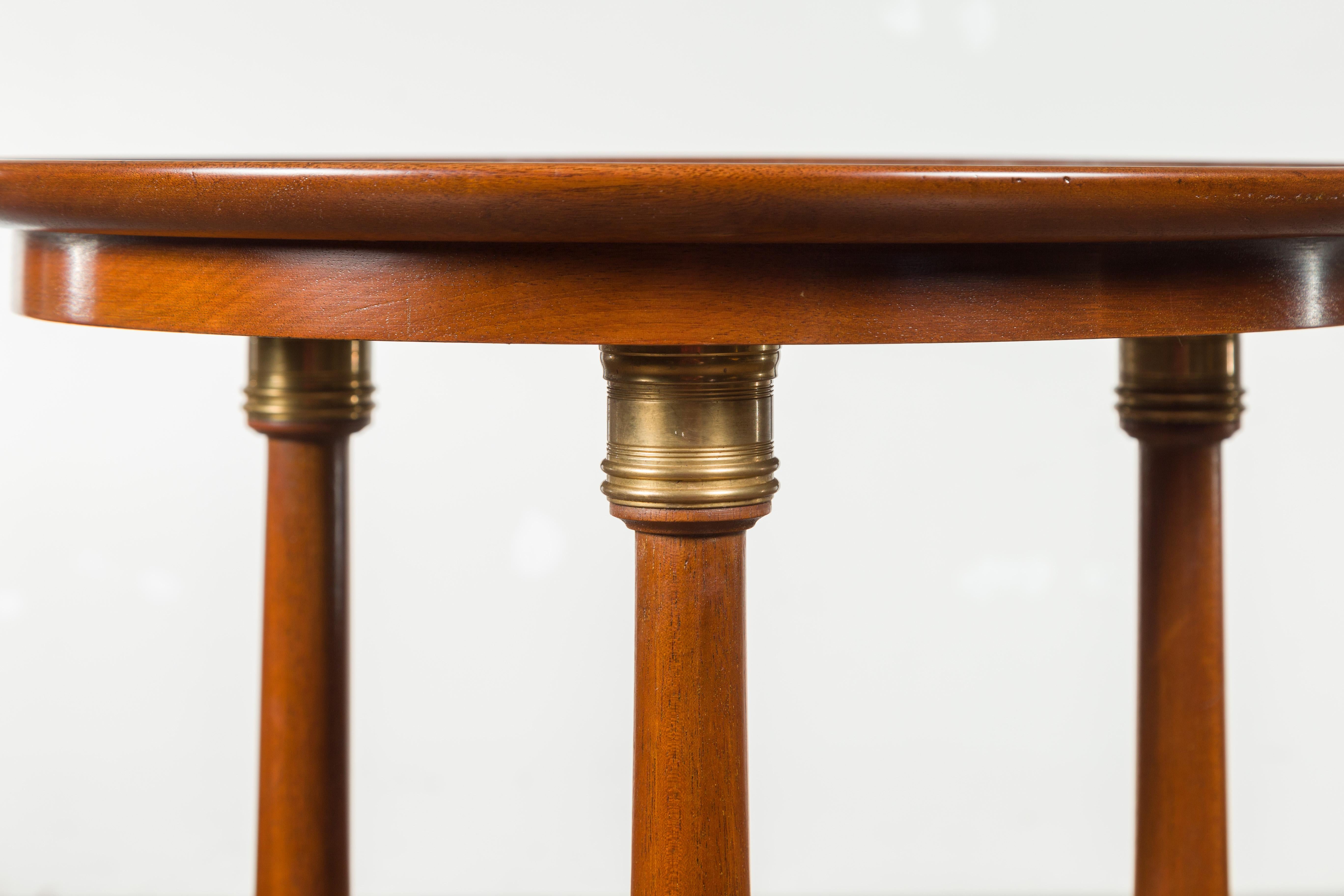 French 19th Century Empire Round Top Side Table with Bronze Mounts and Low Shelf For Sale 3