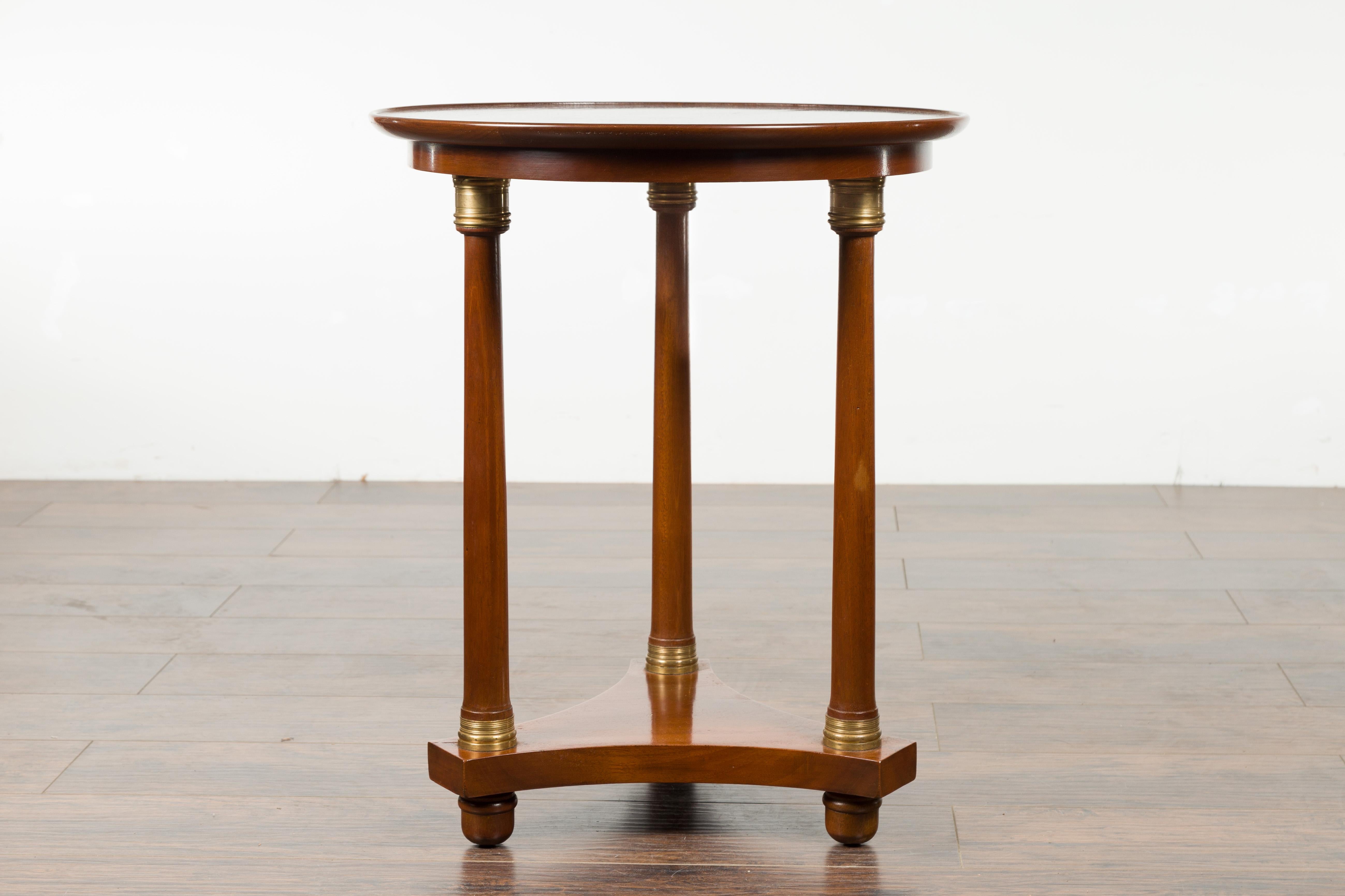 French 19th Century Empire Round Top Side Table with Bronze Mounts and Low Shelf For Sale 5