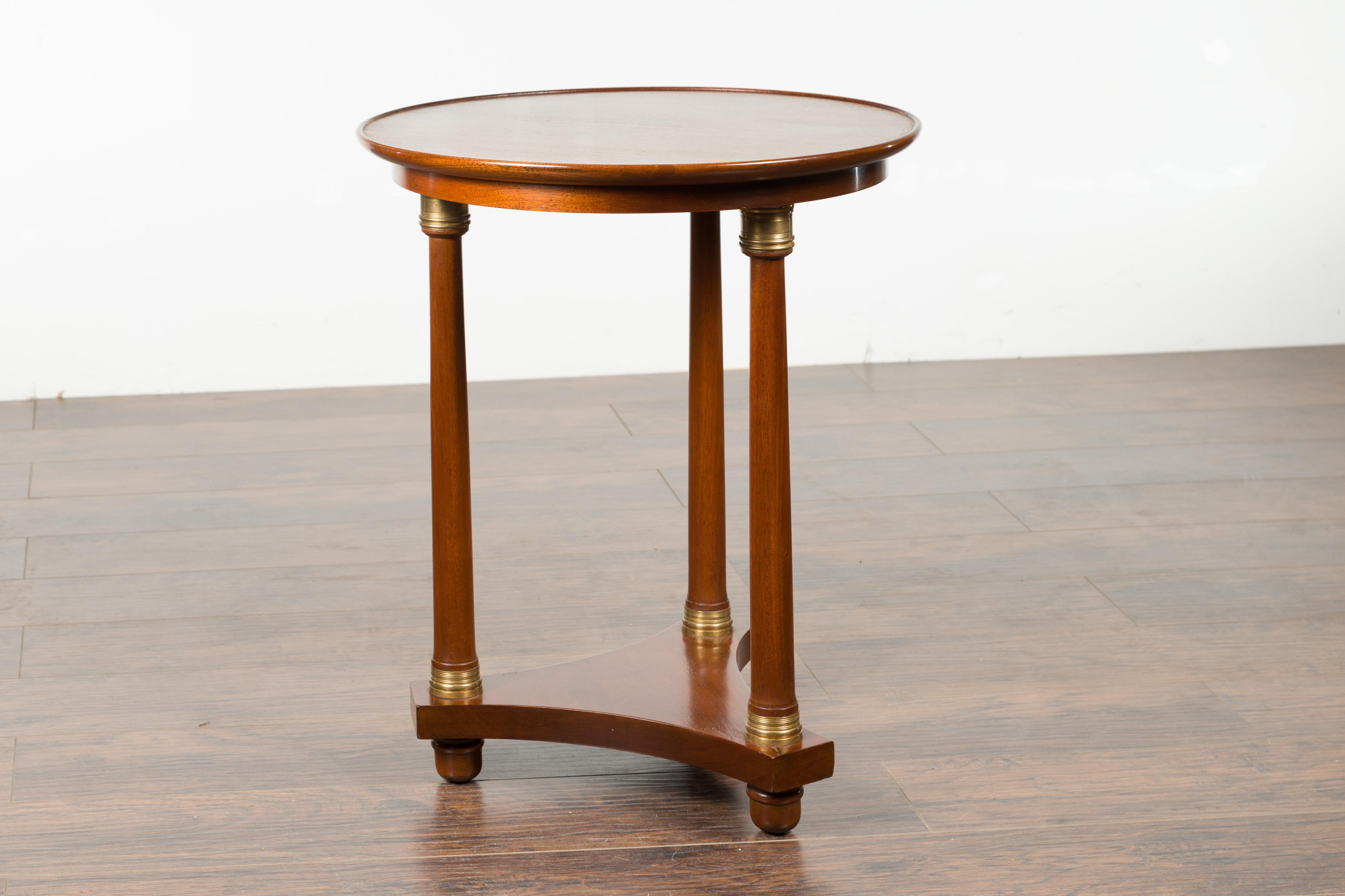 French 19th Century Empire Round Top Side Table with Bronze Mounts and Low Shelf For Sale 6