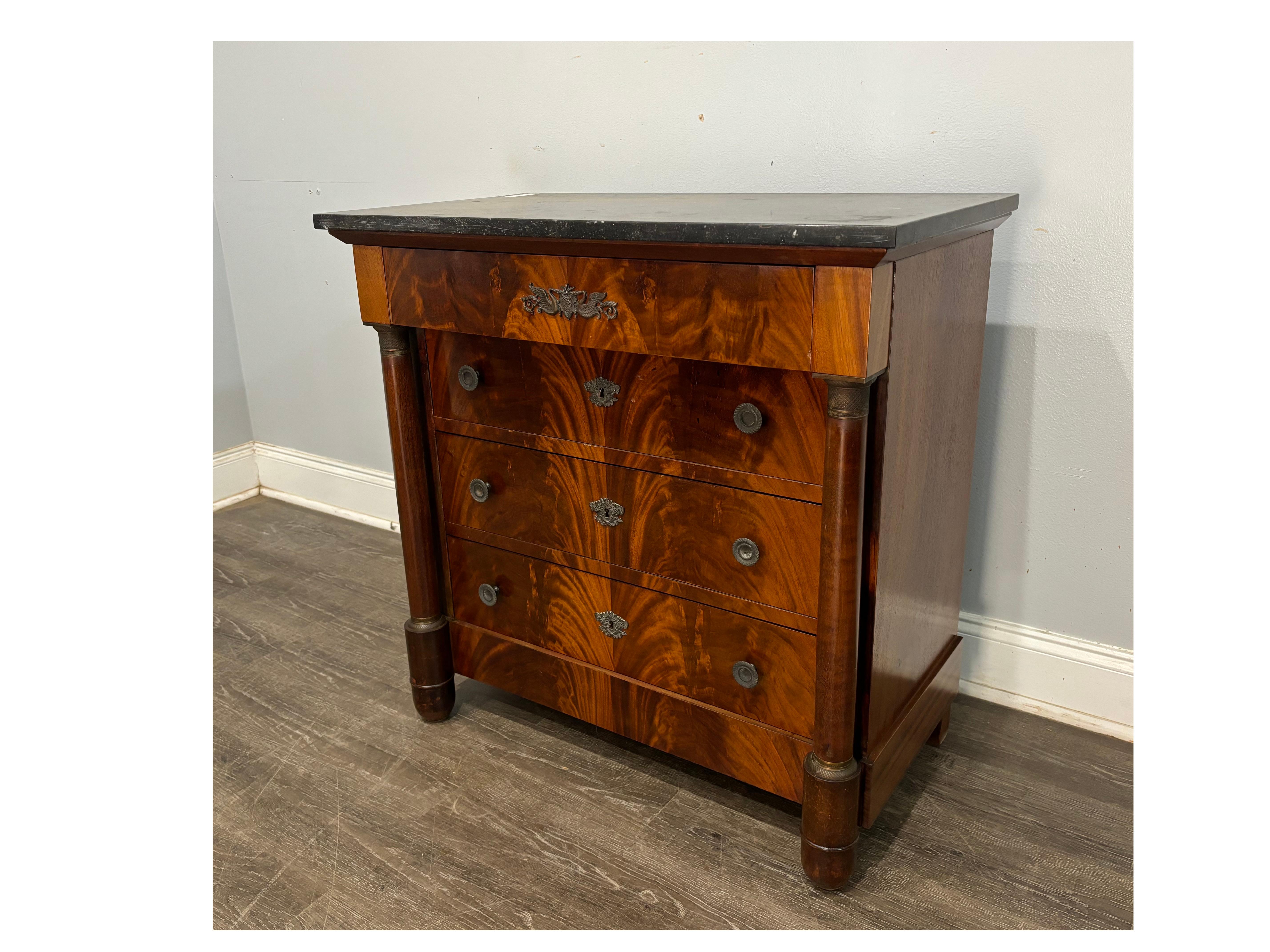 Marble French 19th Century Empire Small Commode For Sale