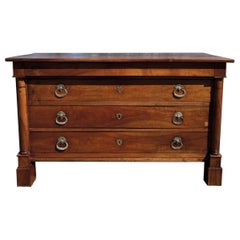 French 19th Century Empire Solid Walnut Chest / Commode