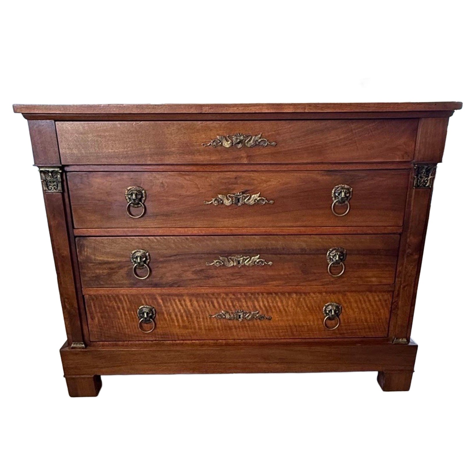 French 19th Century Empire Solid Walnut Chest of Drawer / Commode For Sale