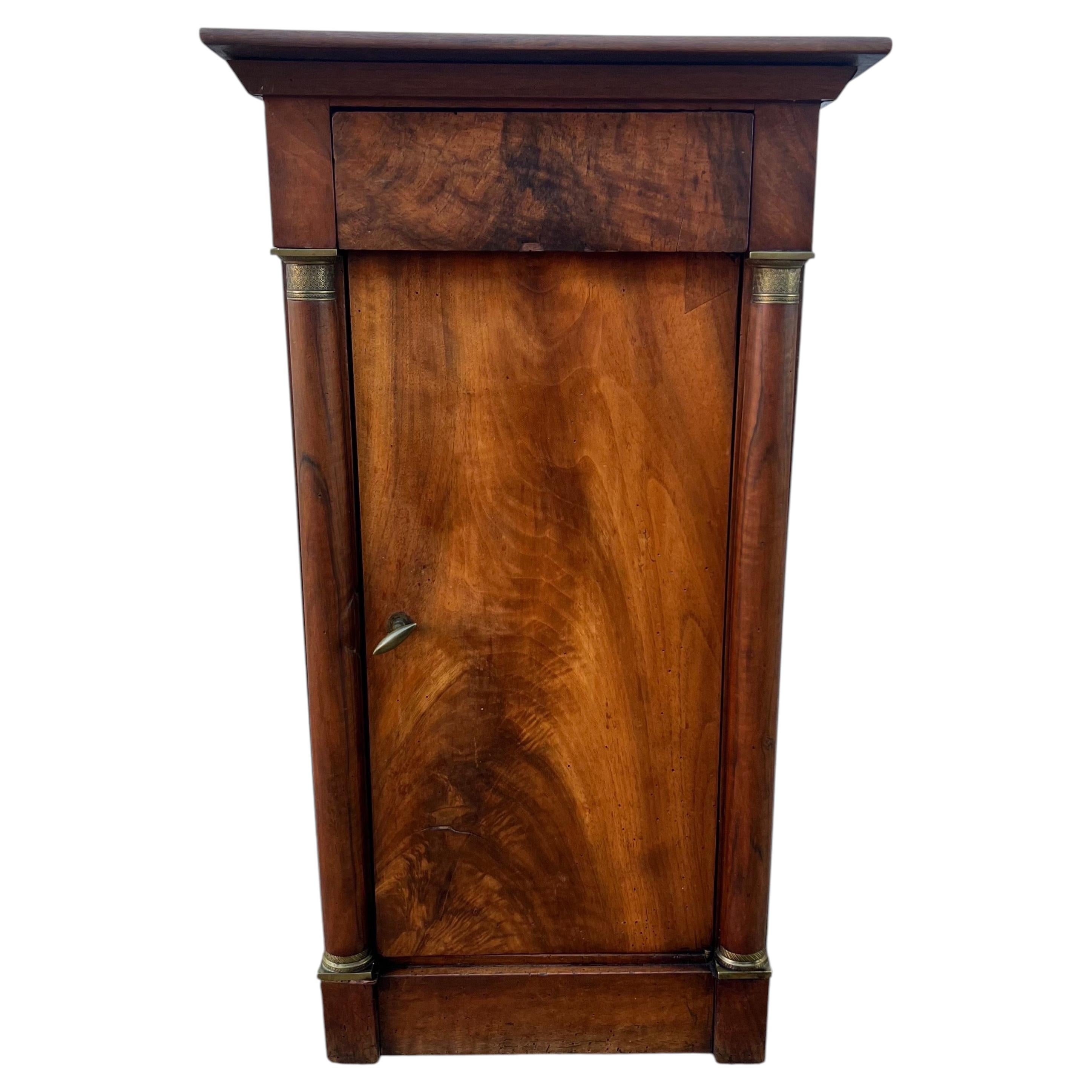 French 19th Century Empire Solid Walnut Nightstand For Sale