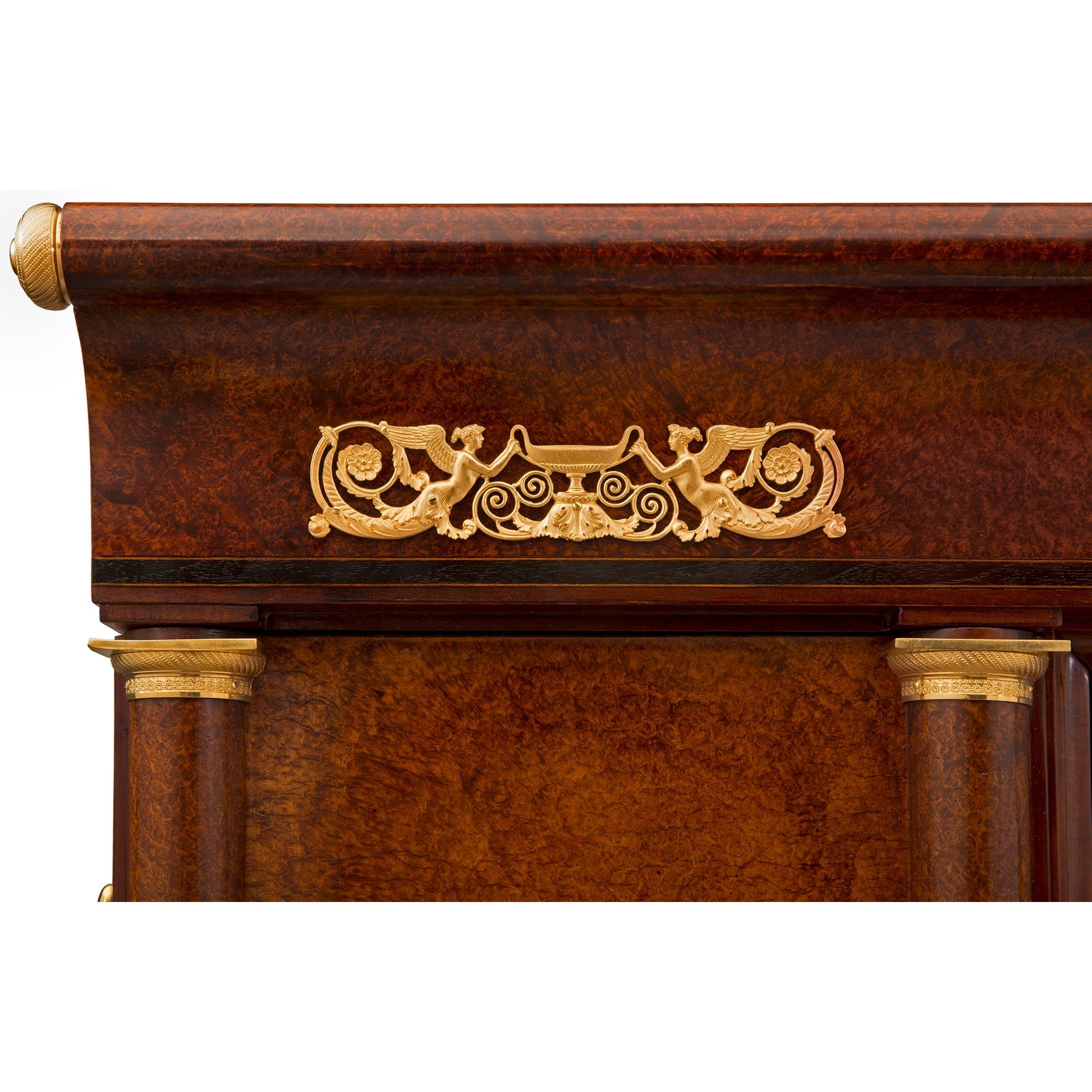 French 19th Century Empire St. Burl Elm, Ebony, Tulipwood, and Ormolu Cabinet For Sale 4