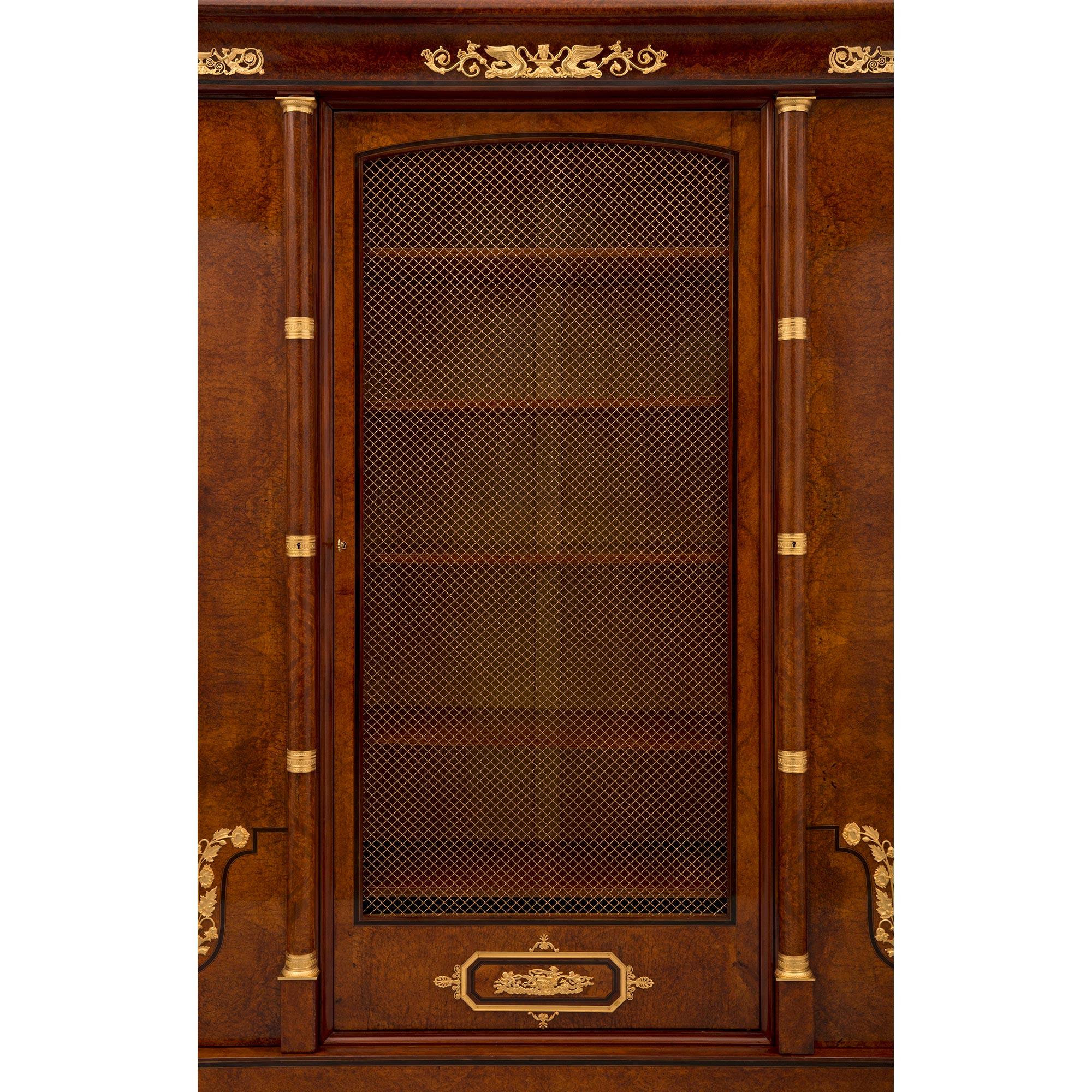 French 19th Century Empire St. Burl Elm, Ebony, Tulipwood, and Ormolu Cabinet For Sale 6